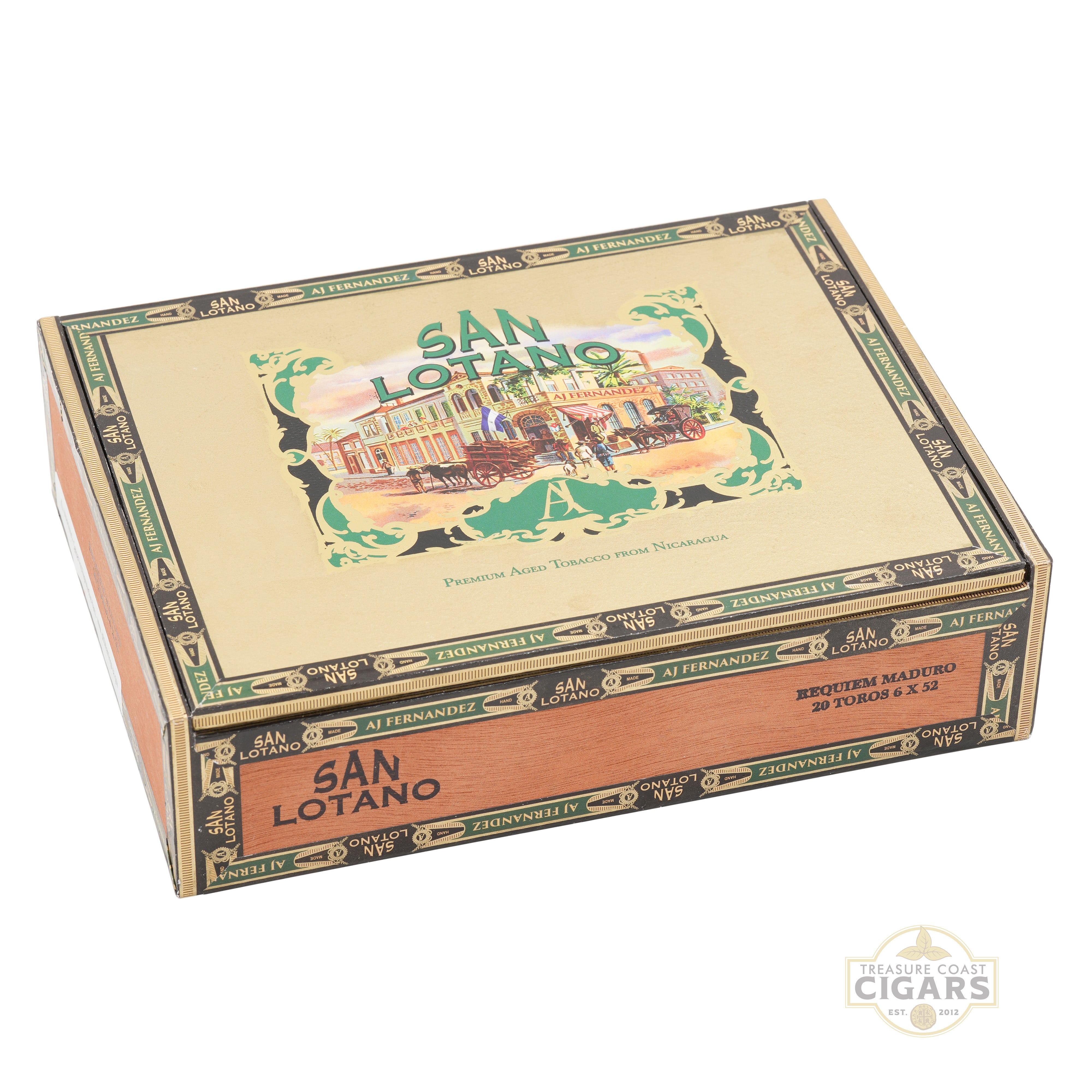 Cigar box with 'San Lotano' branding on a white background