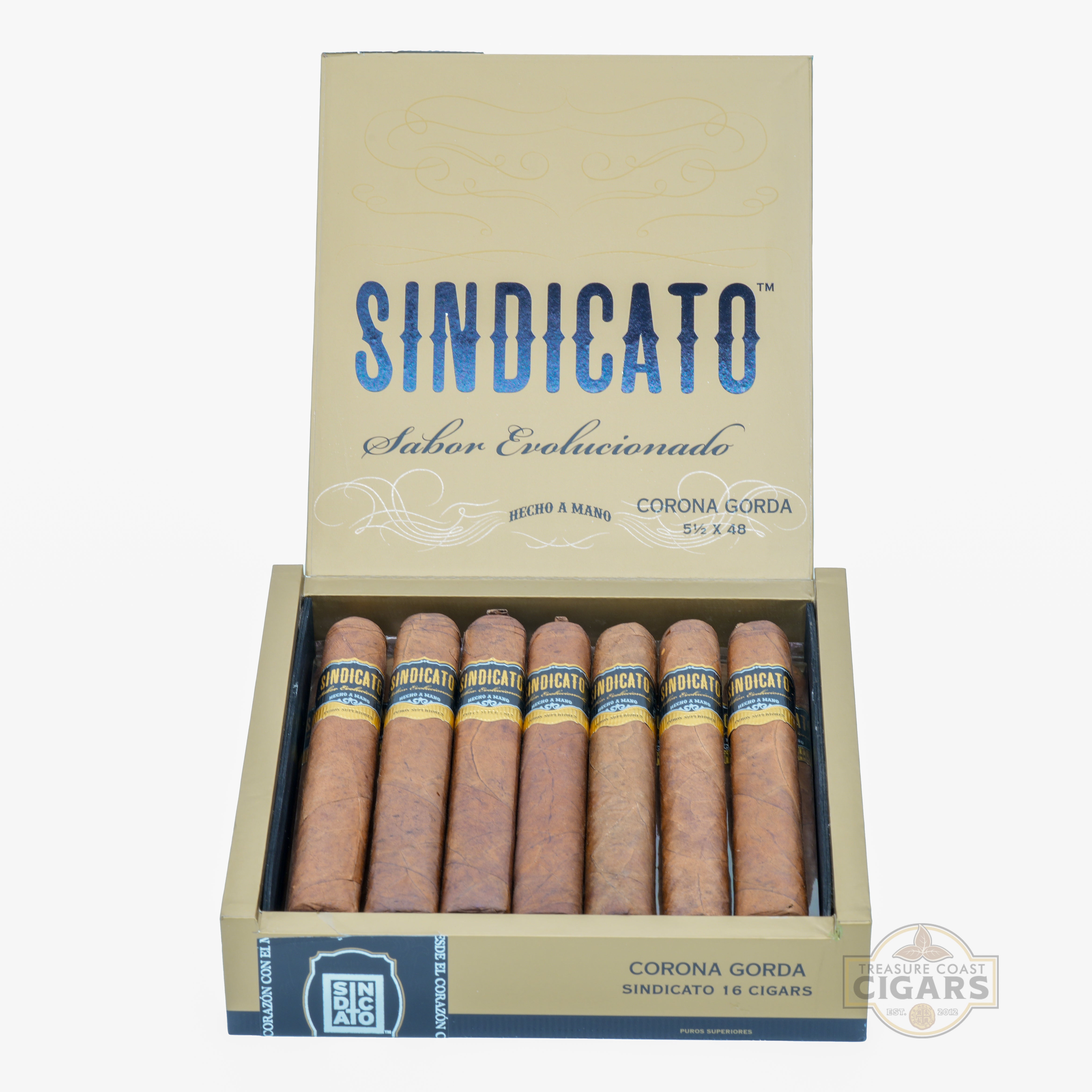 Box of Sindicato Corojo cigars with visible branding on a white background