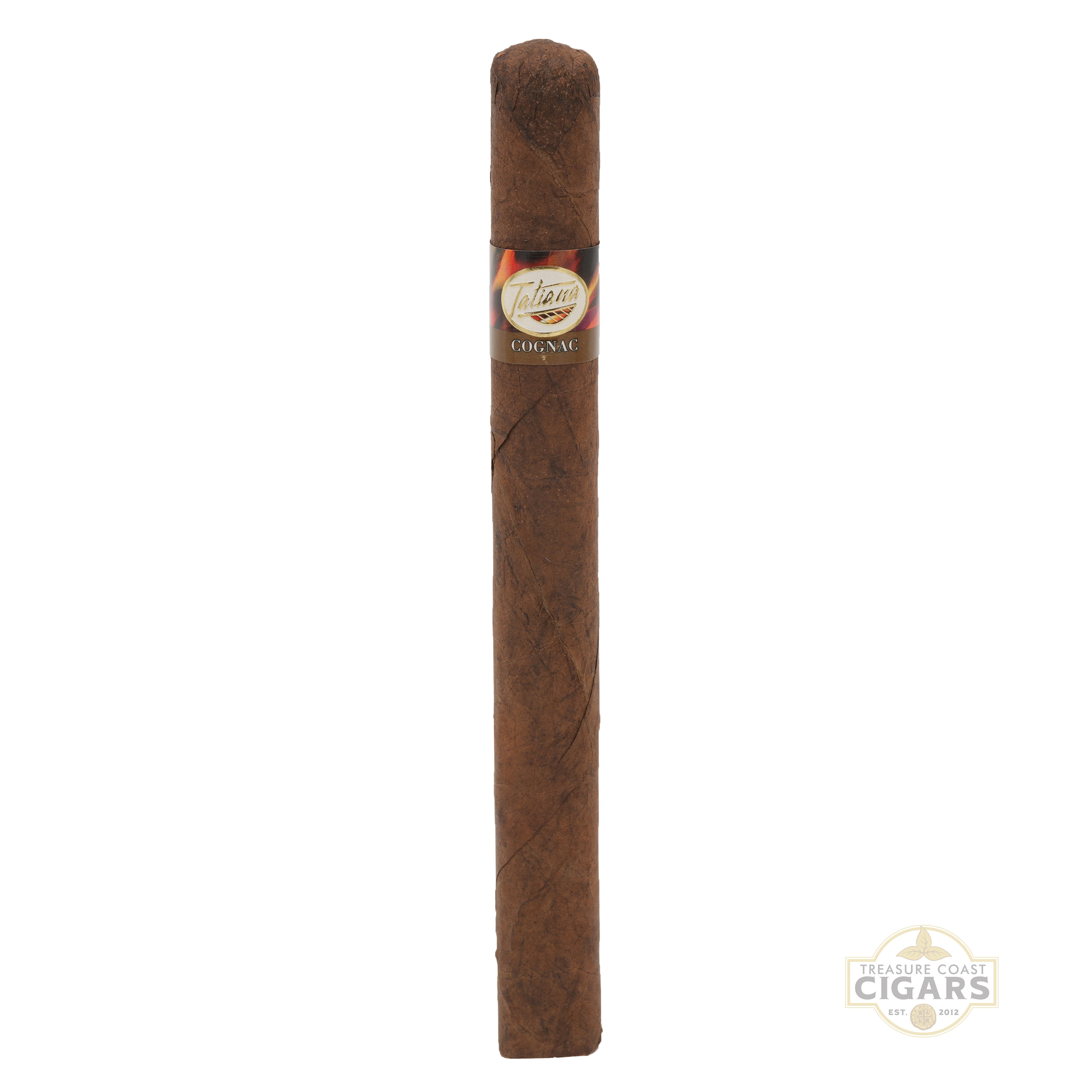 Cigar with a visible label on a white background