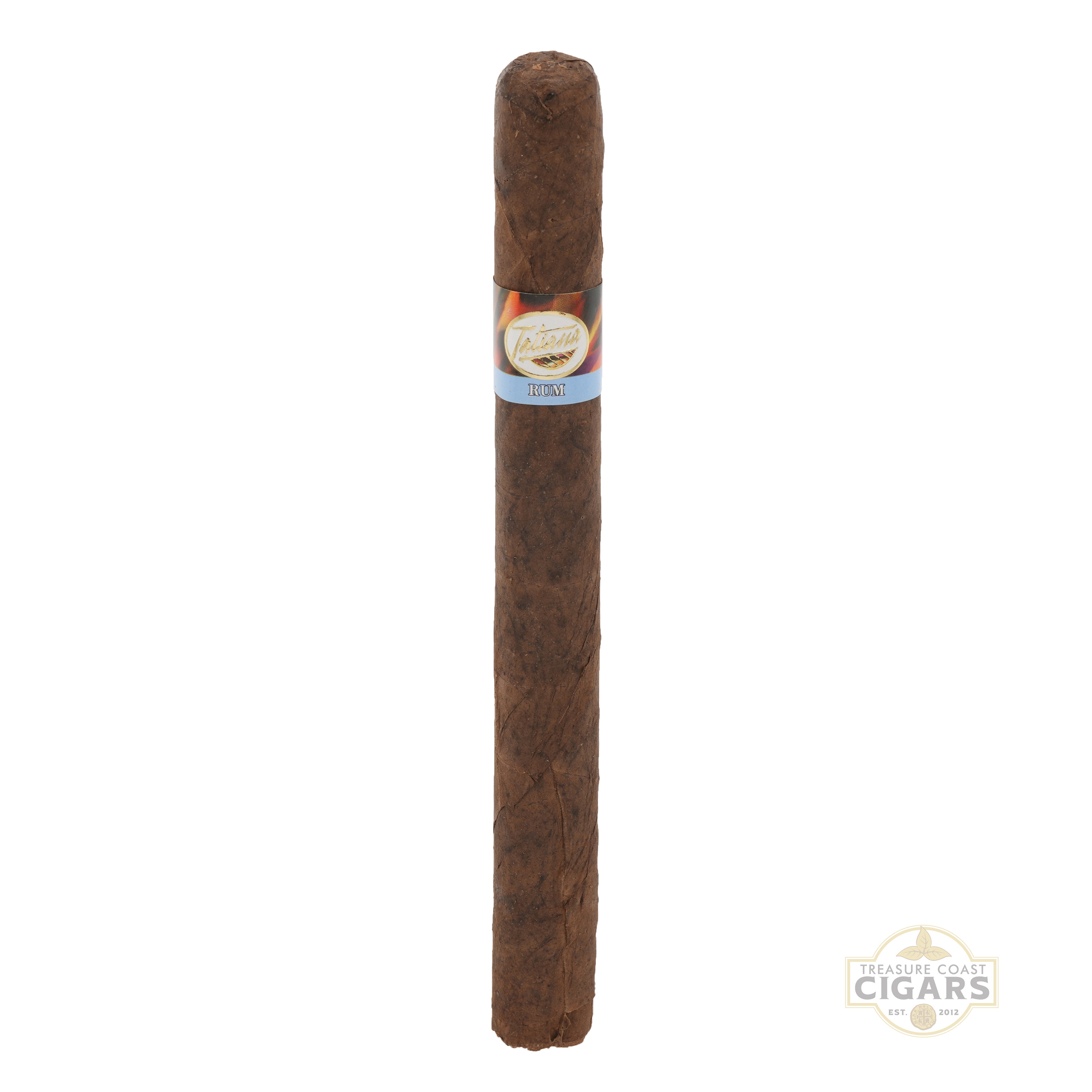 Cigar with a label on a white background