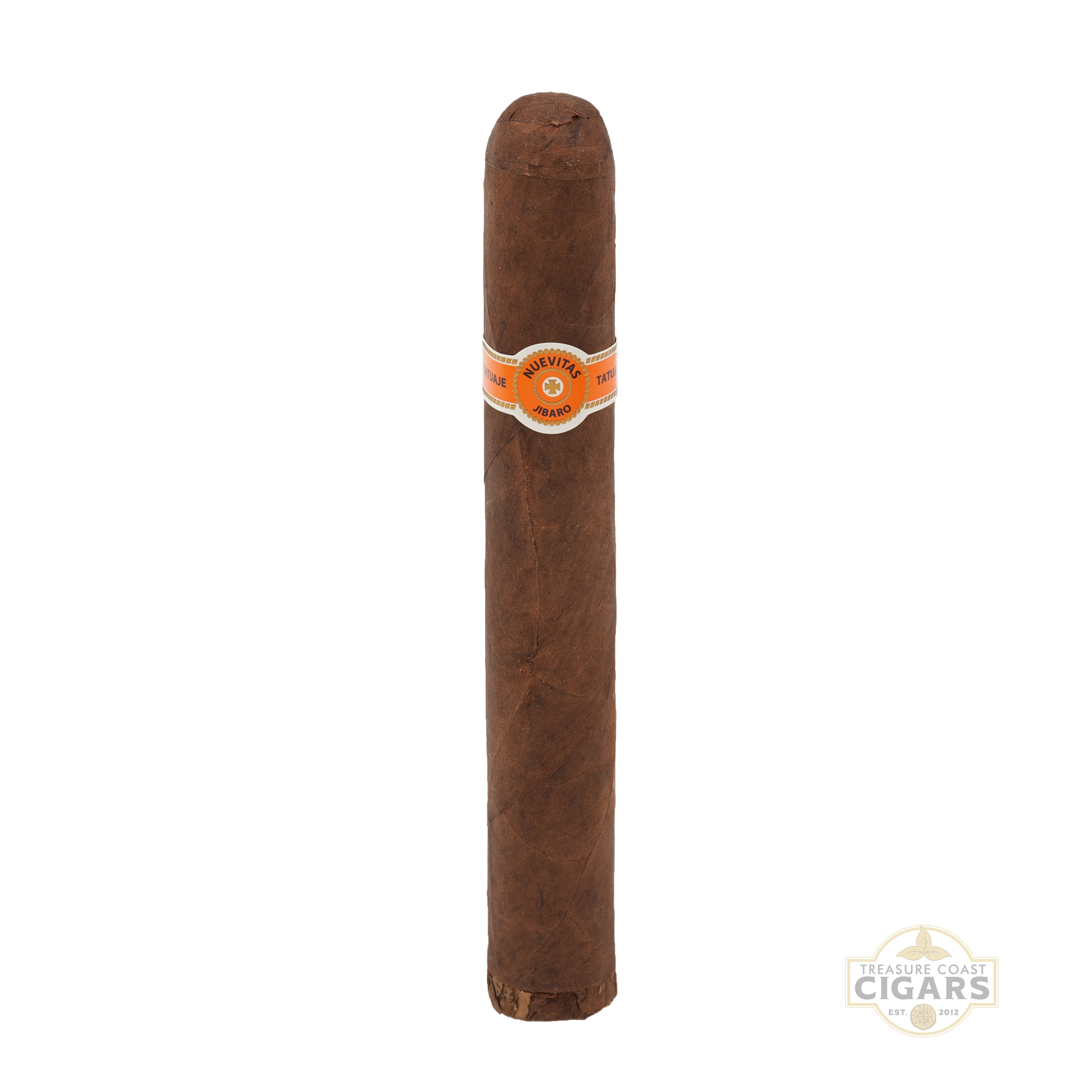 Cigar with a band on a white background