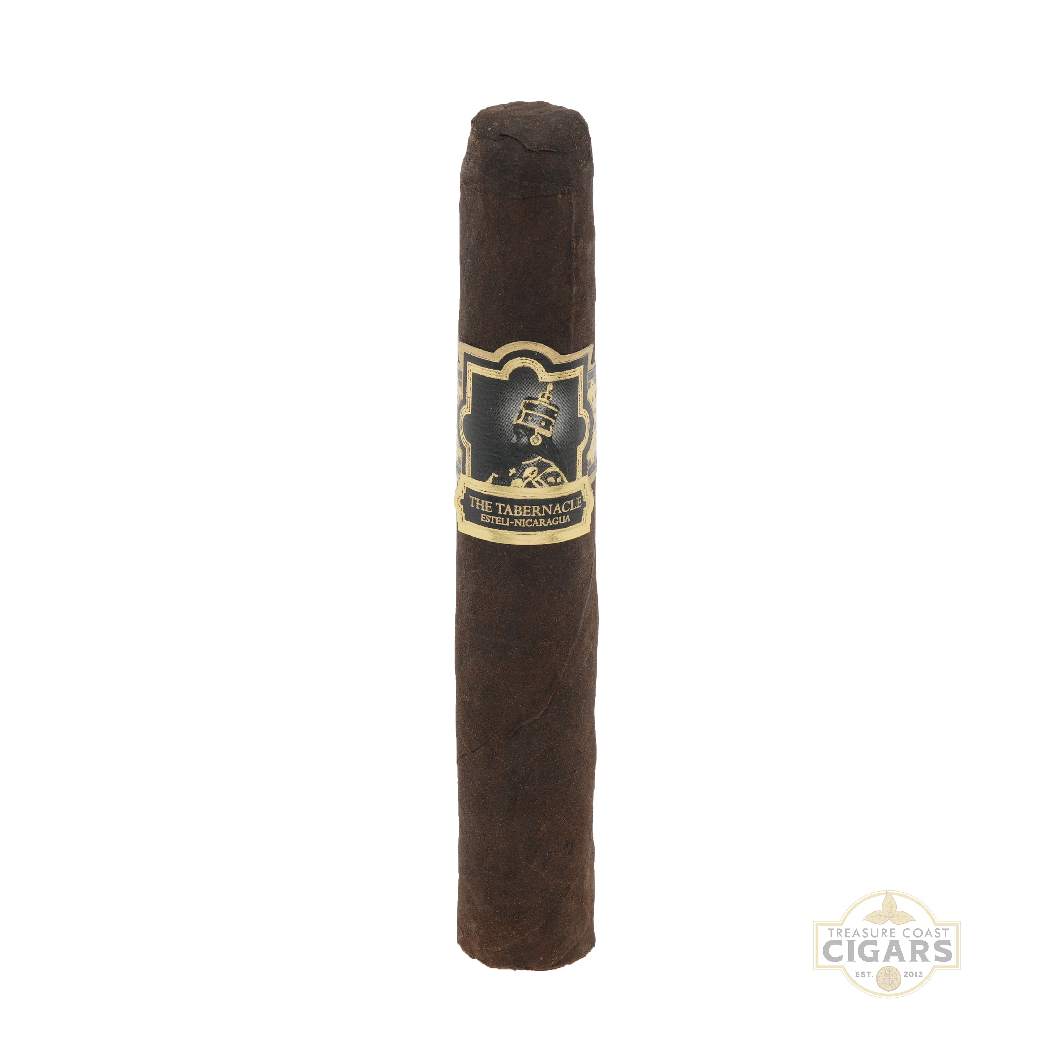 Cigar with a label on a white background