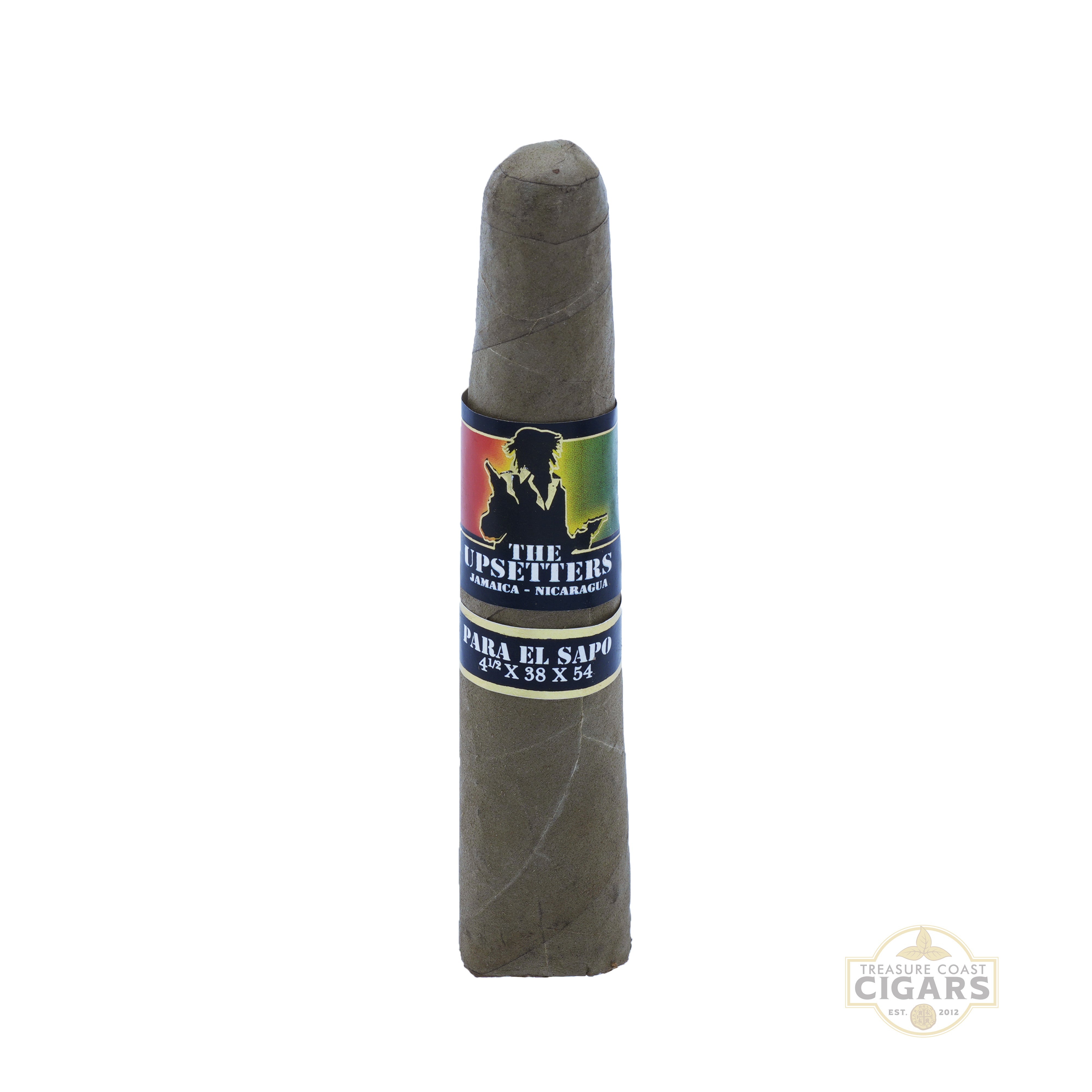 Cigar with a colorful label on a white background