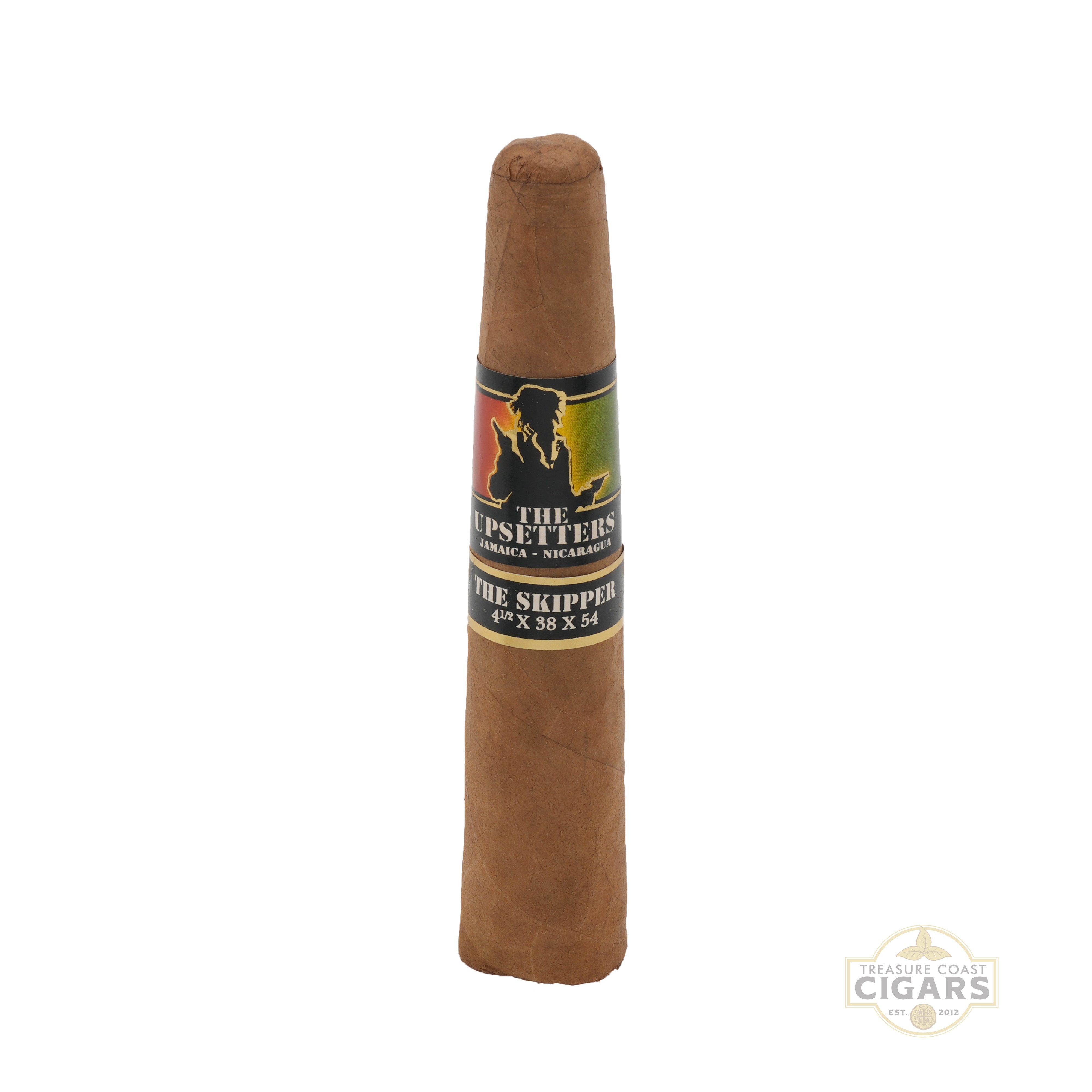 Cigar with a label on a white background