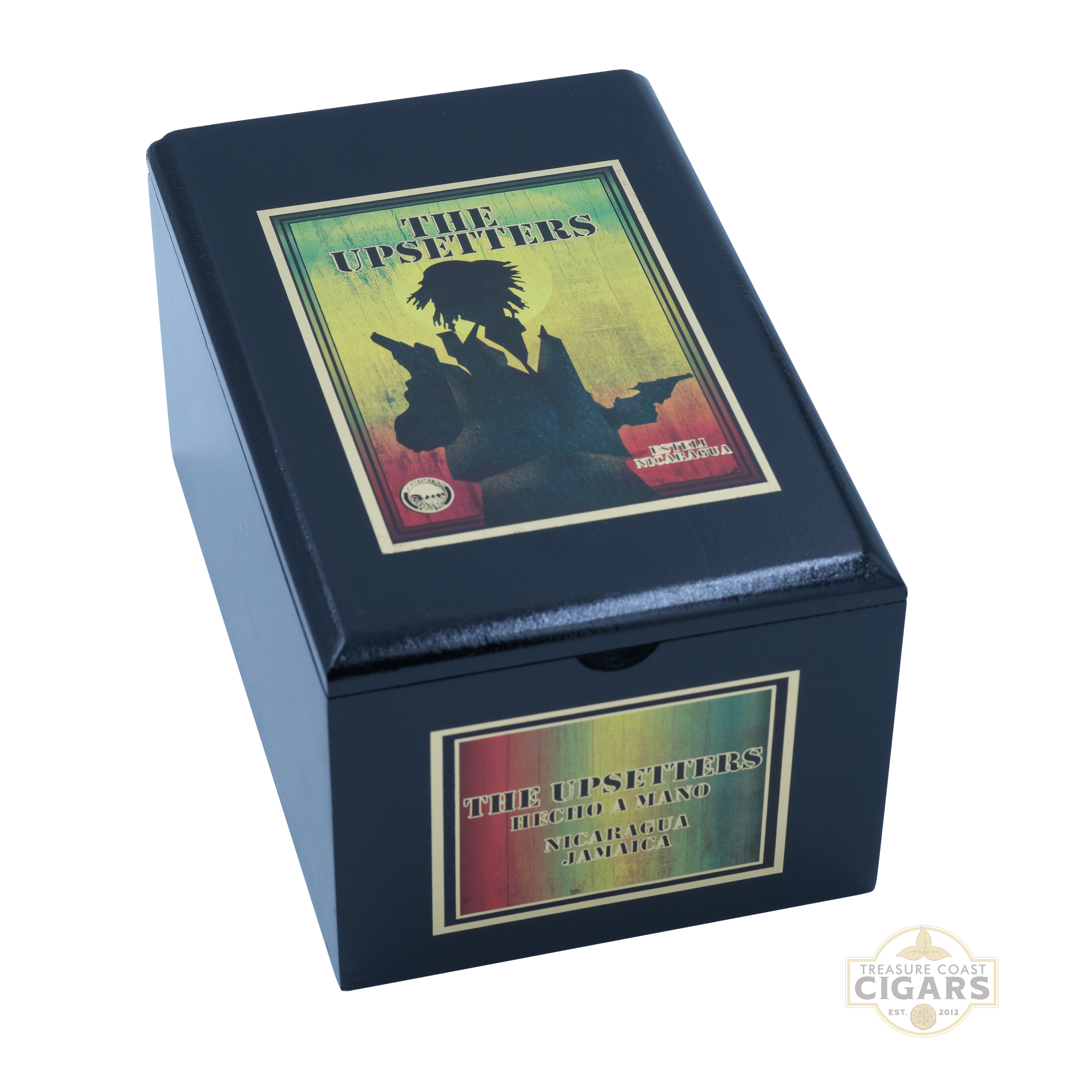 Cigar box with 'The Upsetters' design on a white background
