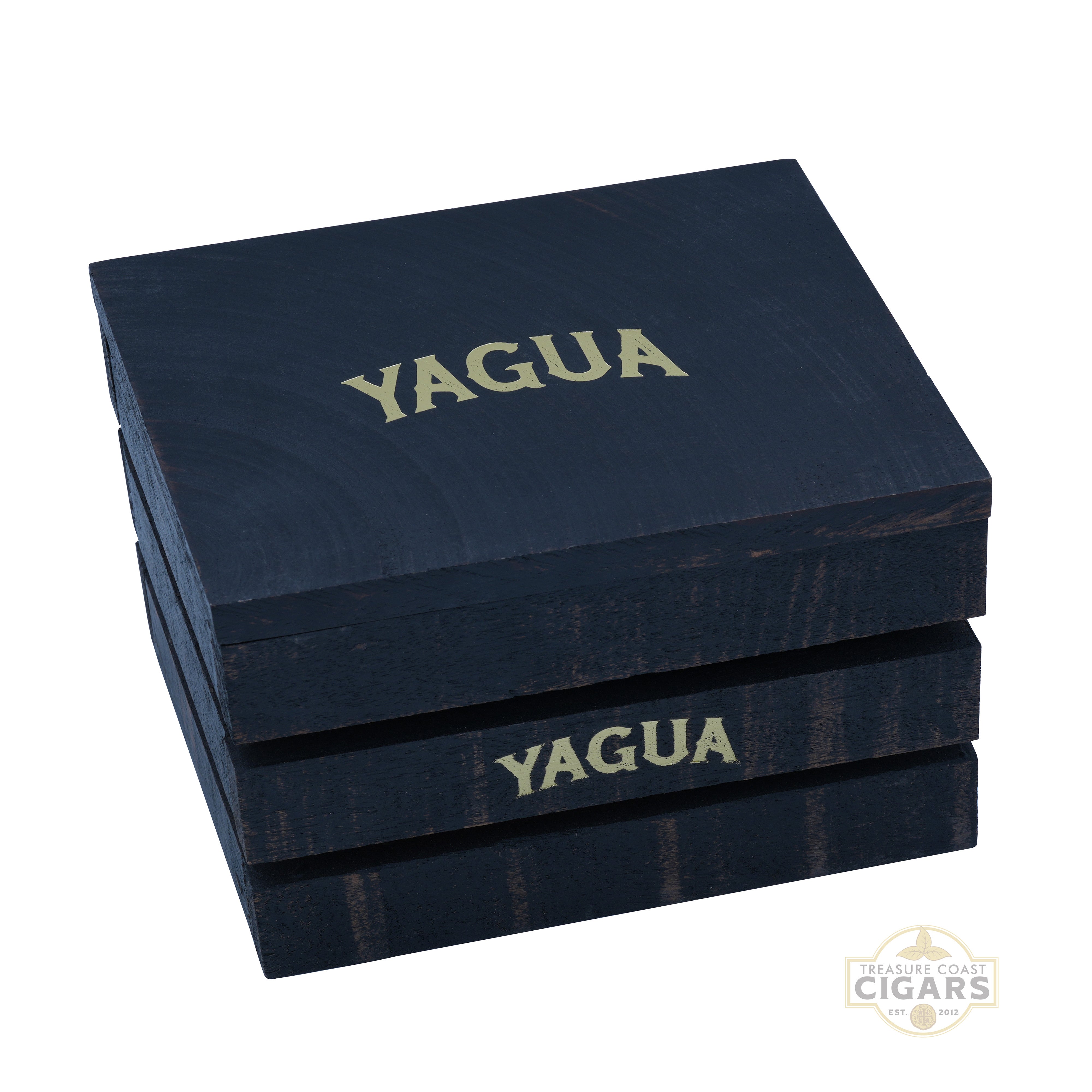 Dark YAGUA cigar box on a white background