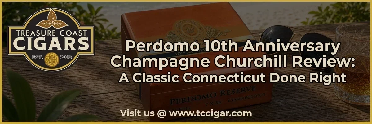 A closed box of Perdomo Champagne cigars on Florida's Treasure Coast