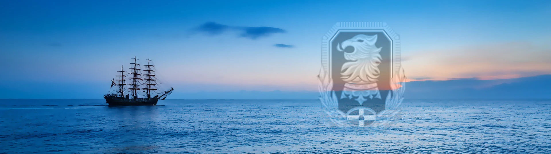 A ship sailing into a clear horizon with Undercrown Dominicano El Tigre logo layered over image