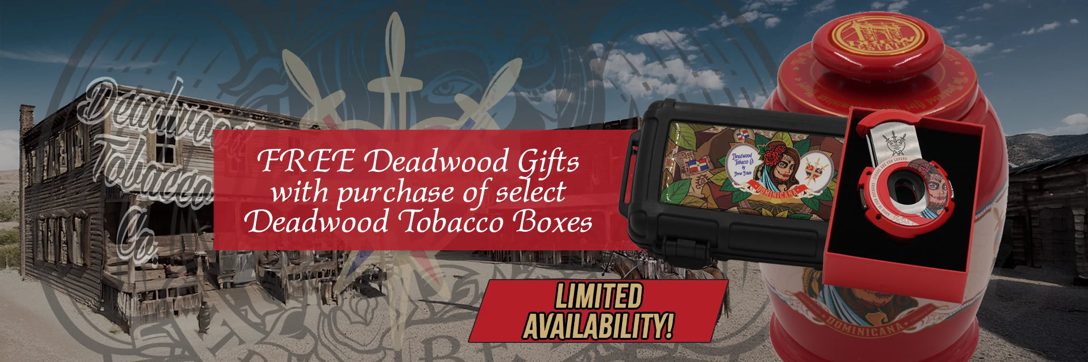 Deadwood Cigar Deal with cigar cutter, cigar case and cigar jar
