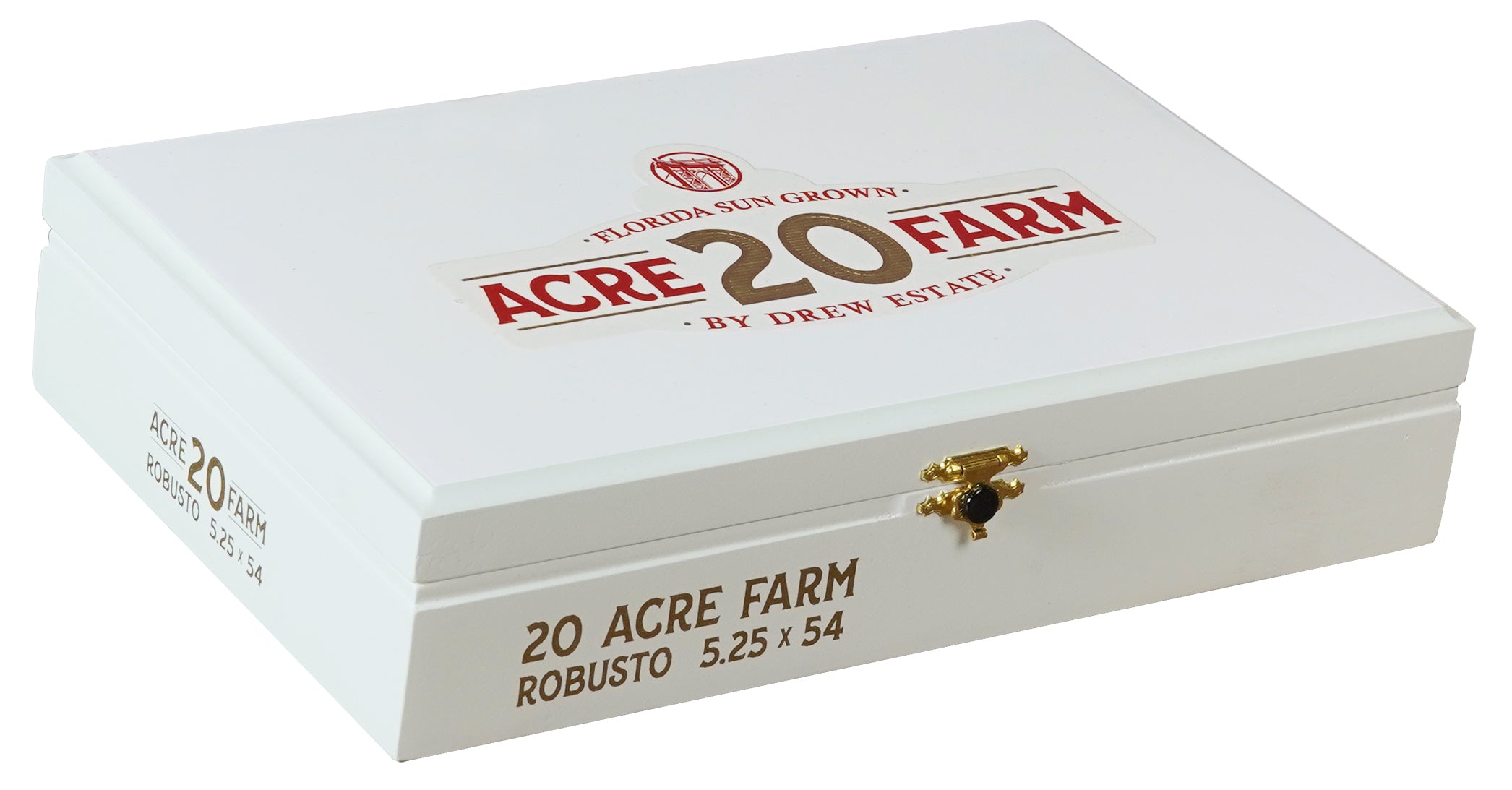 Cigar box with 'Acre 20 Farm' branding on a white background