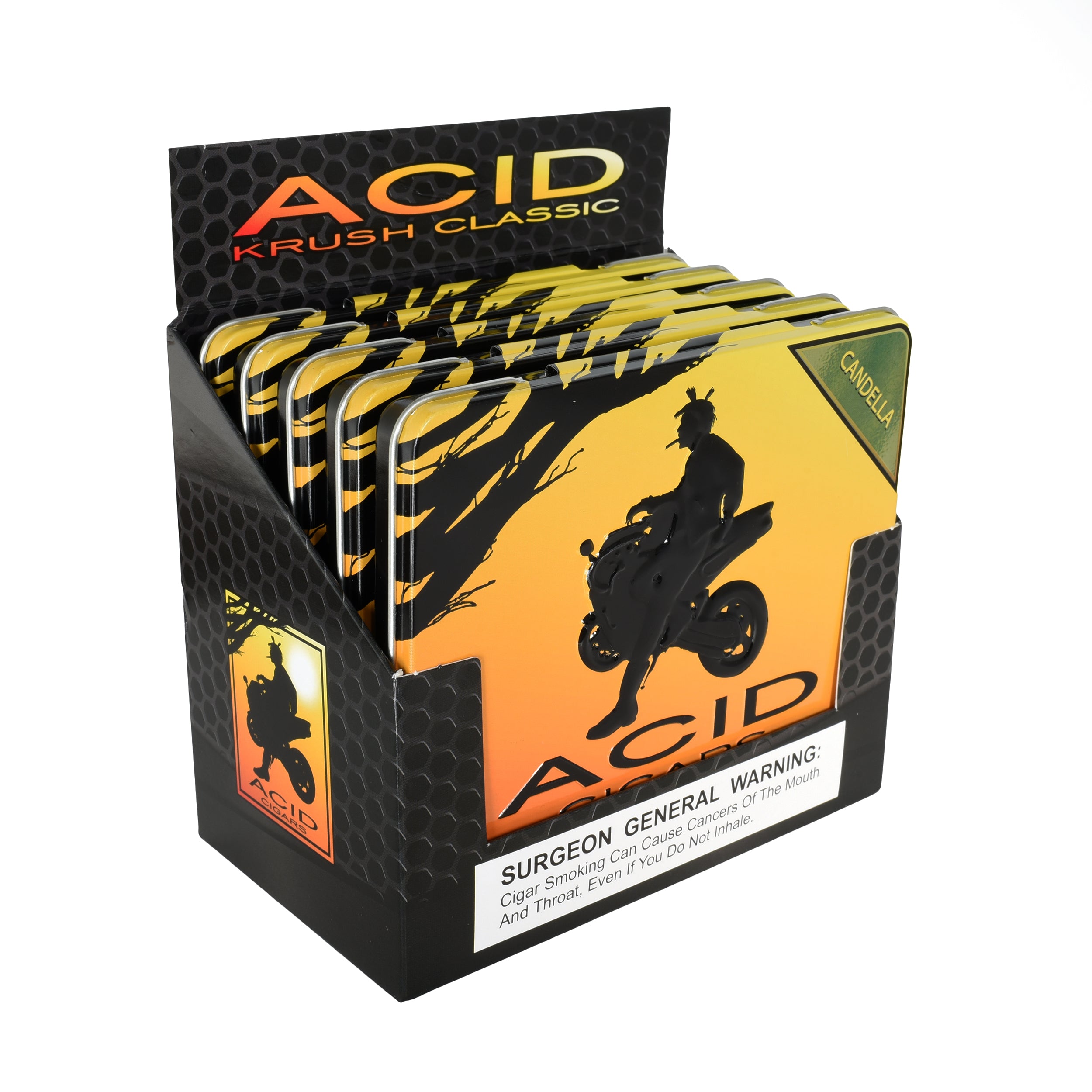 Display of Acid Krush Classic packaging with prominent branding and warning labels.
