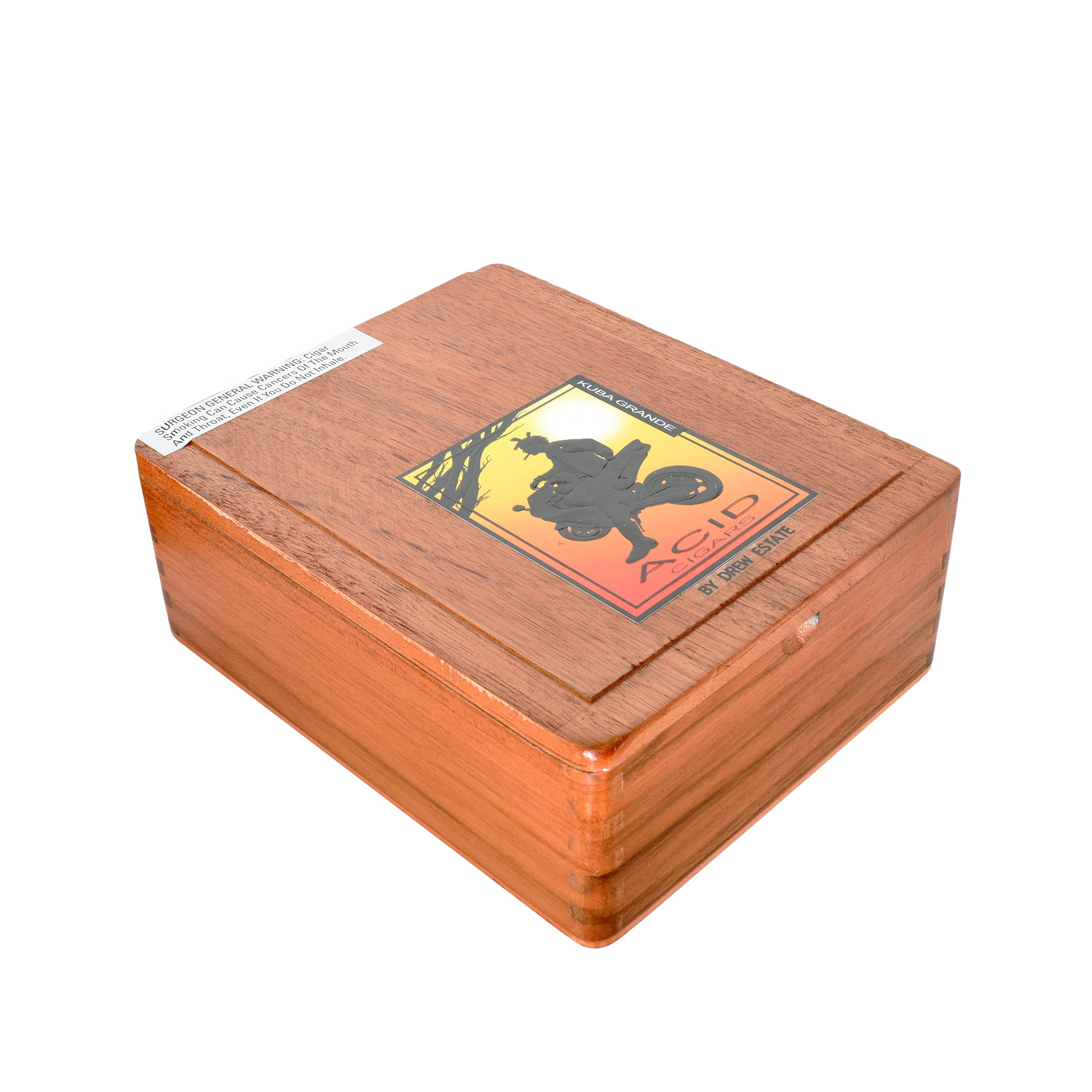 Wooden ACID Kuba Grande box with a colorful logo on a white background