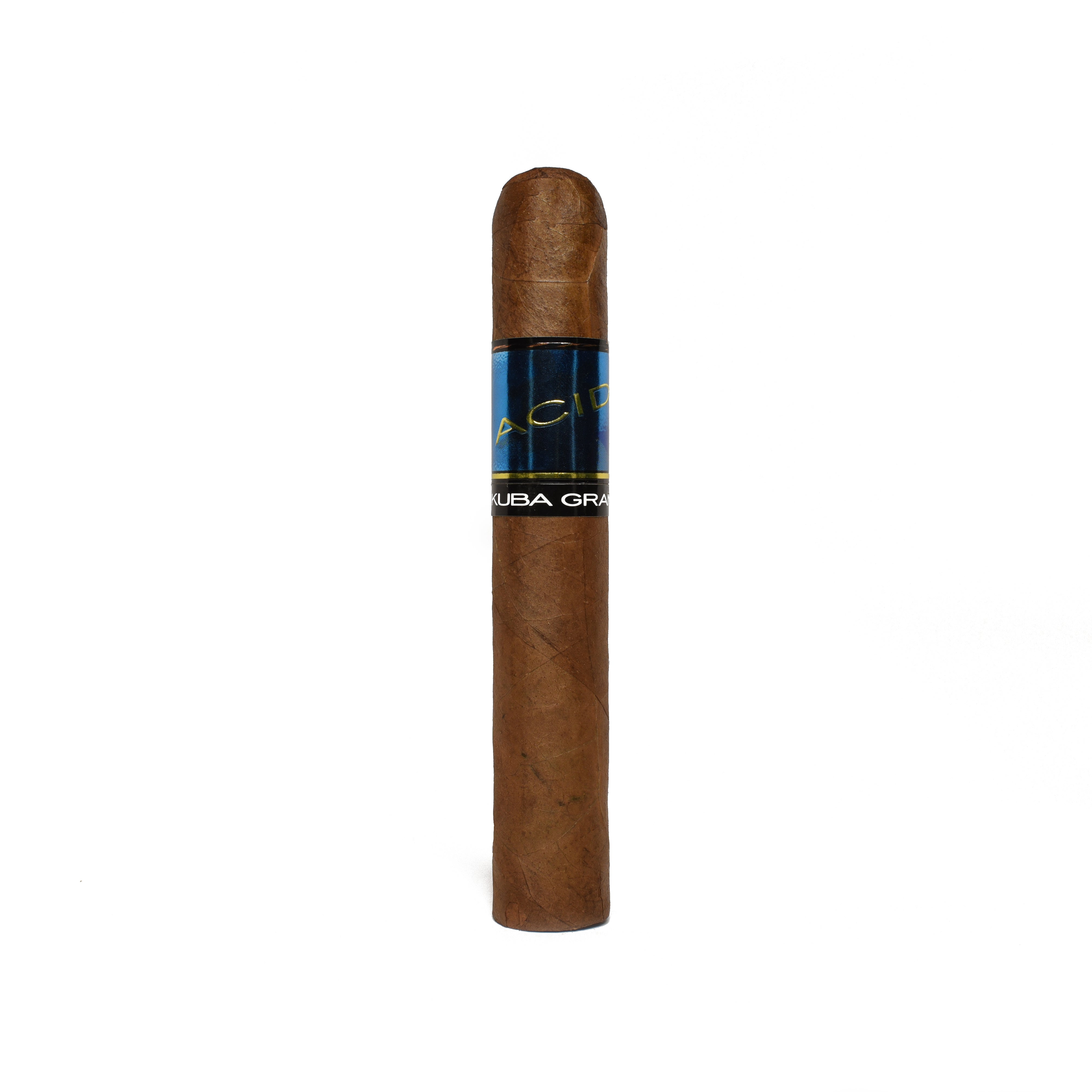 ACID Kuba Grande cigar with a blue band on a white background