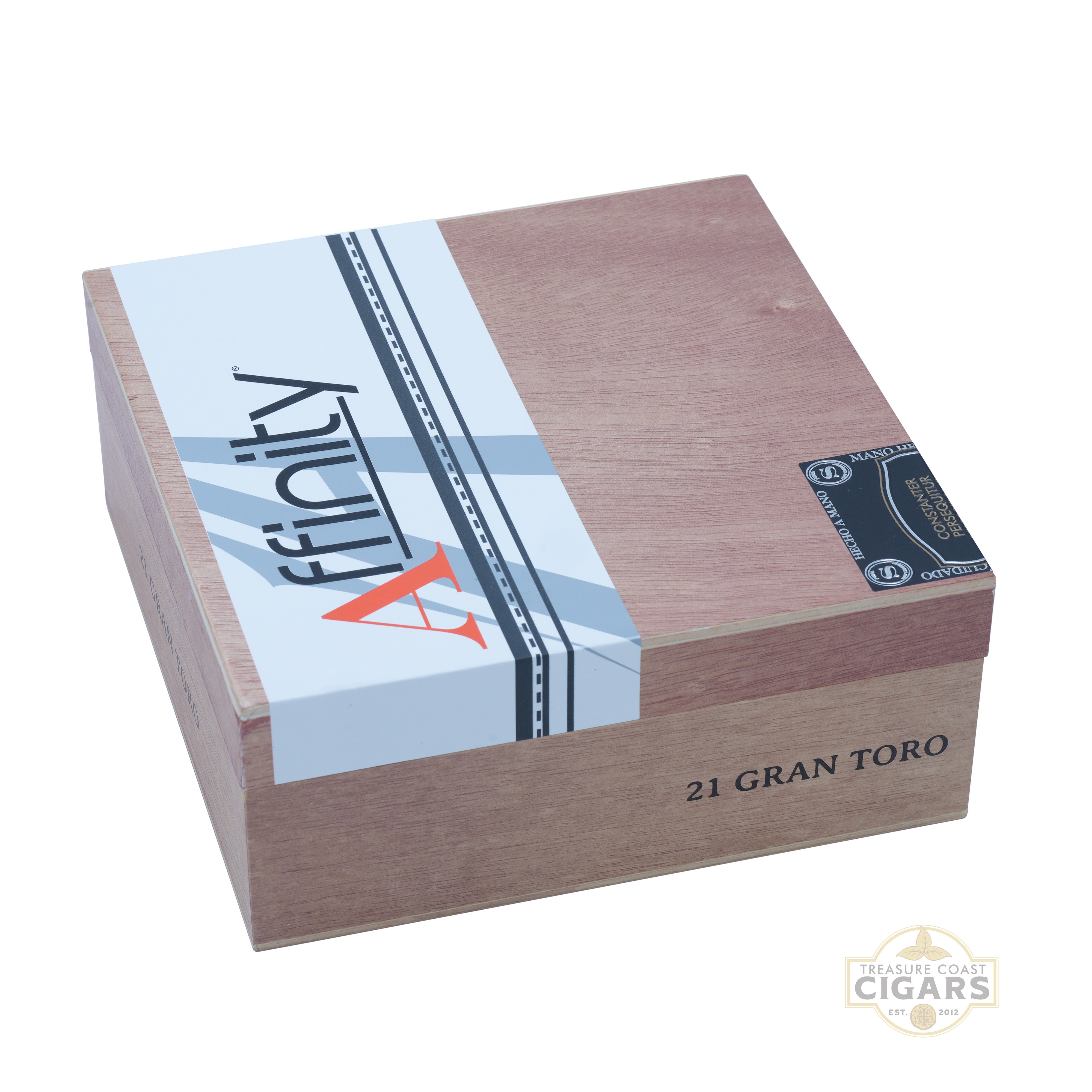 Cigar box with 'Affinity' branding on a white background