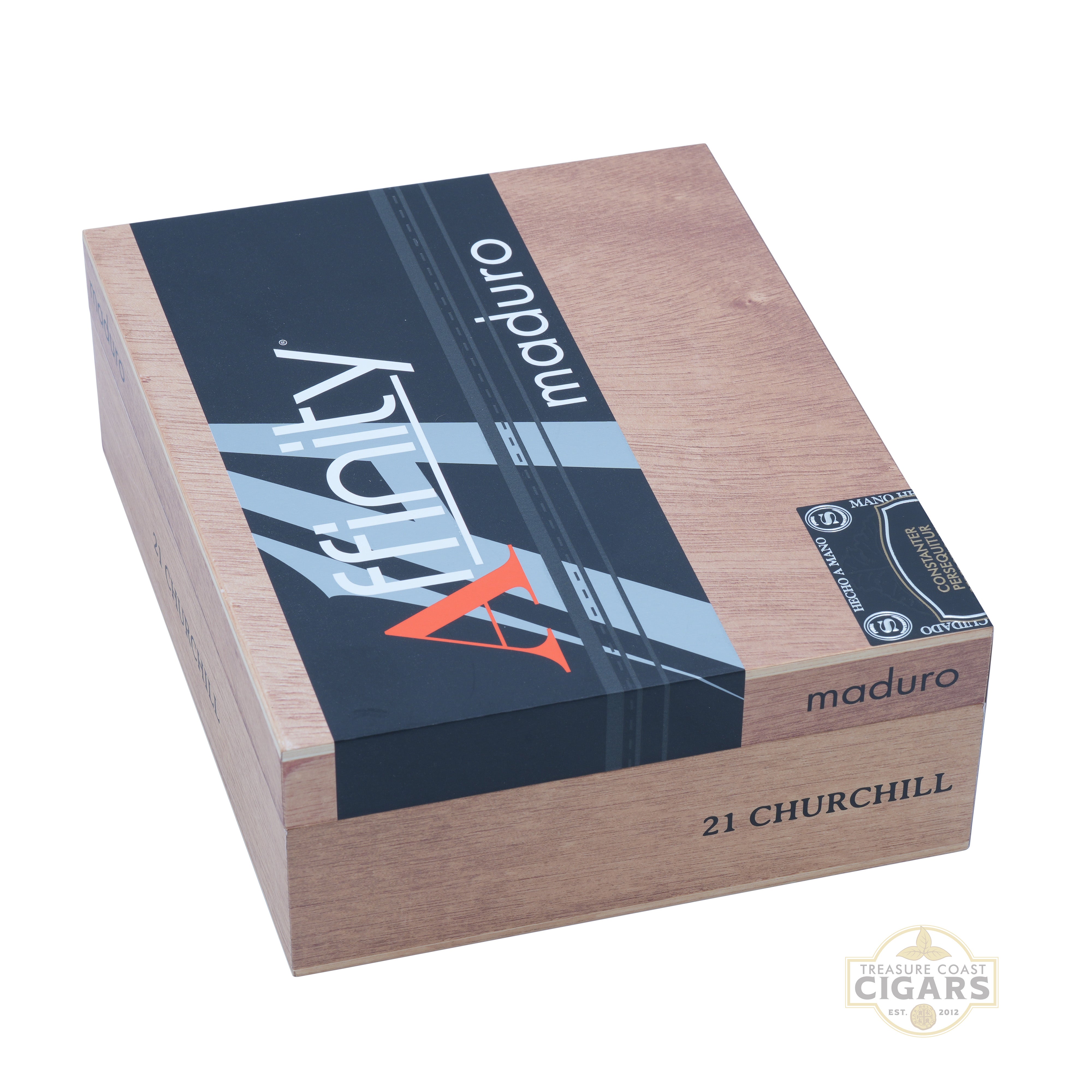 Cigar box with 'Affinity' branding on a white background