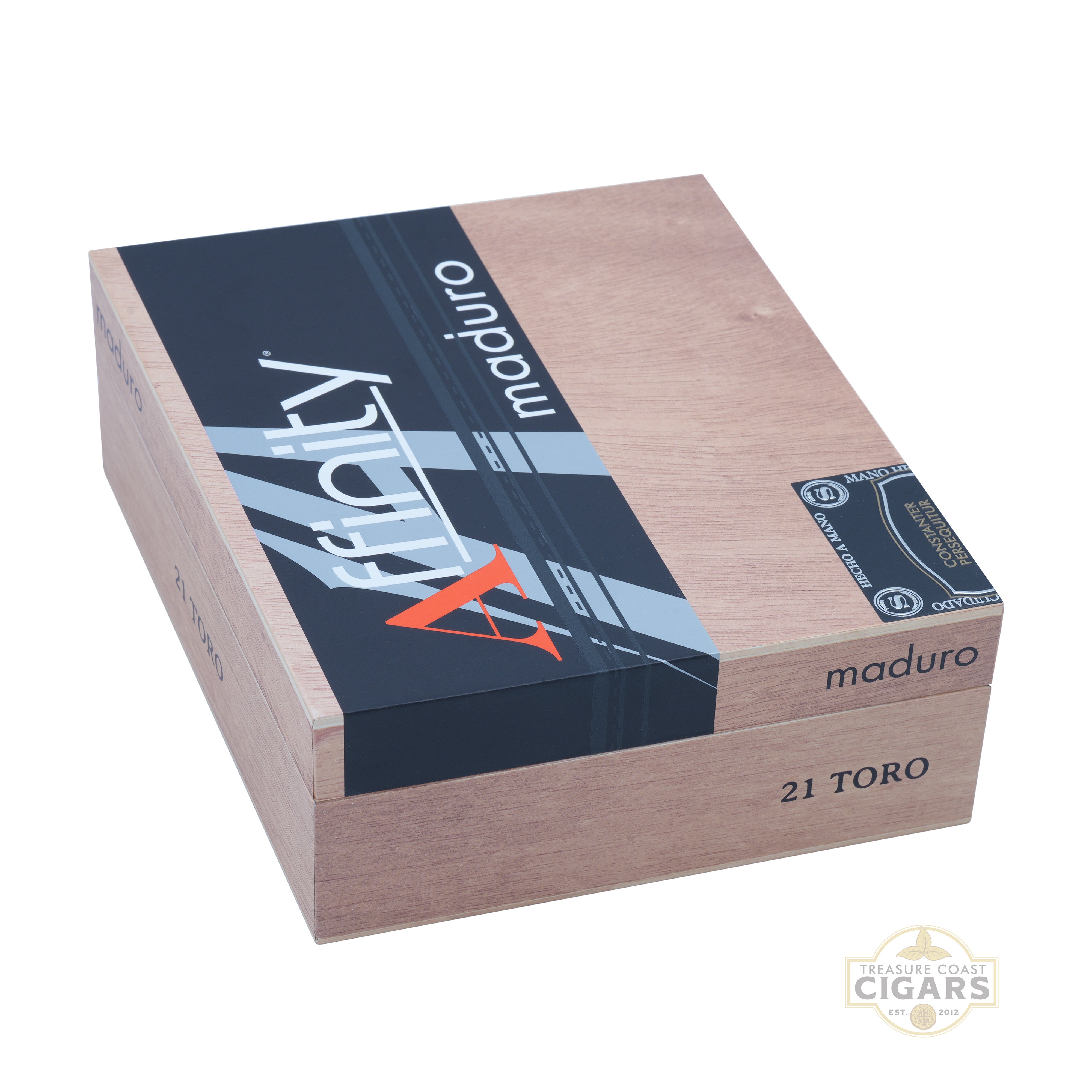 Box of Affinity Maduro cigars with visible branding on a white background