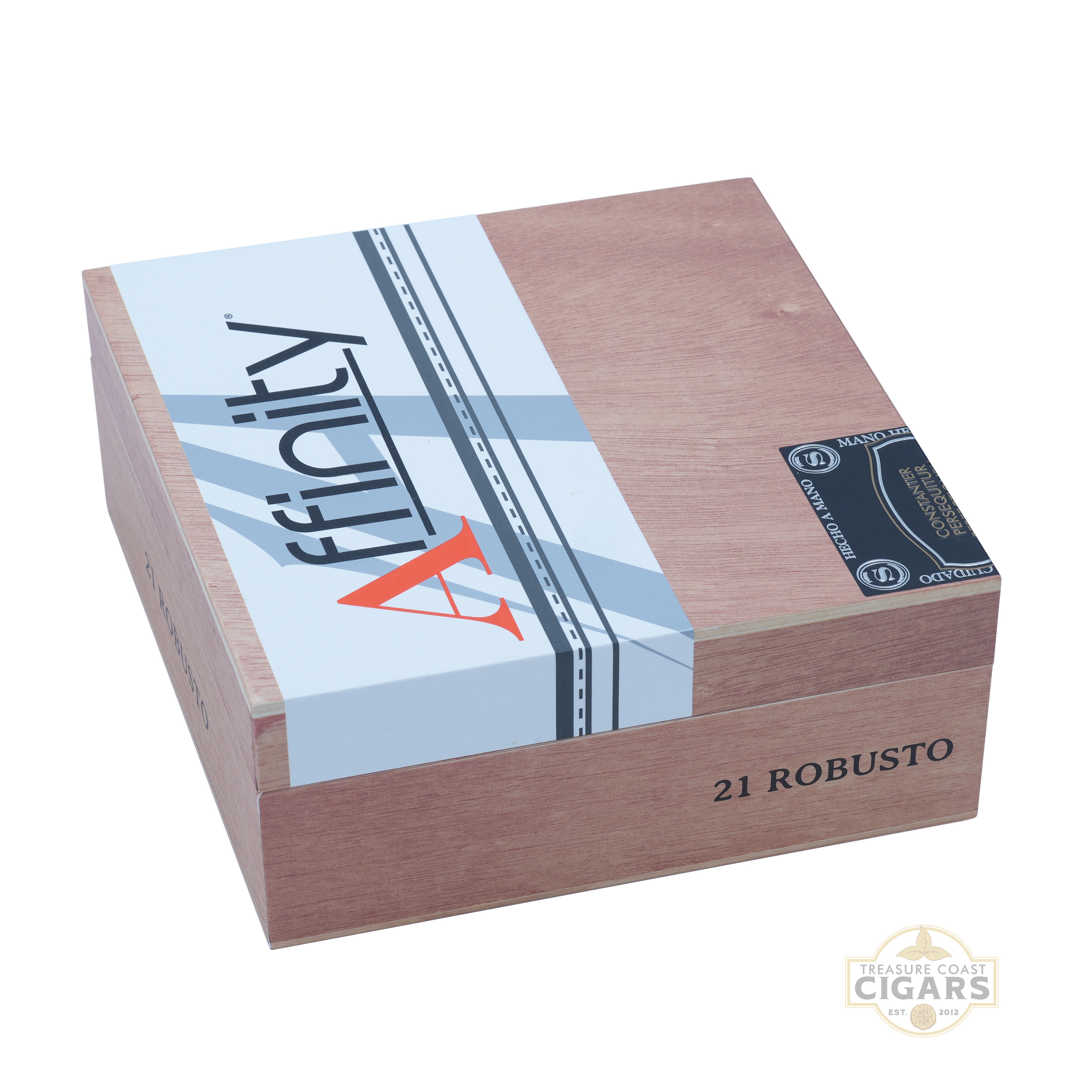 Cigar box with 'Affinity' branding on a white background