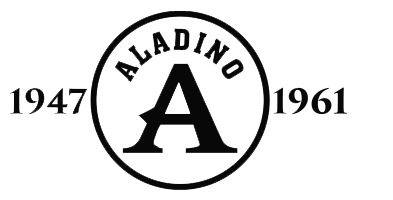 Logo with 'Aladino' brand name and years 1947-1961 on a white background