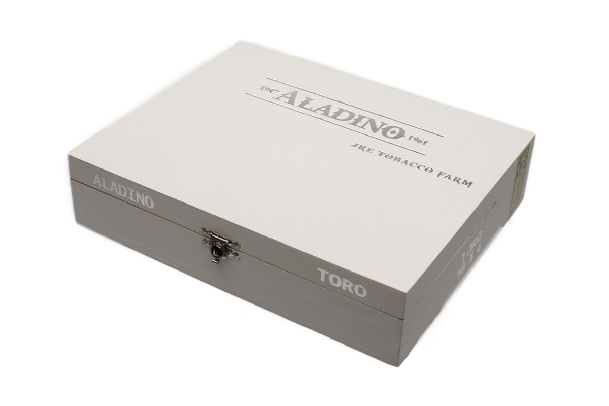 White Cigar box with 'Aladino' branding on a white background