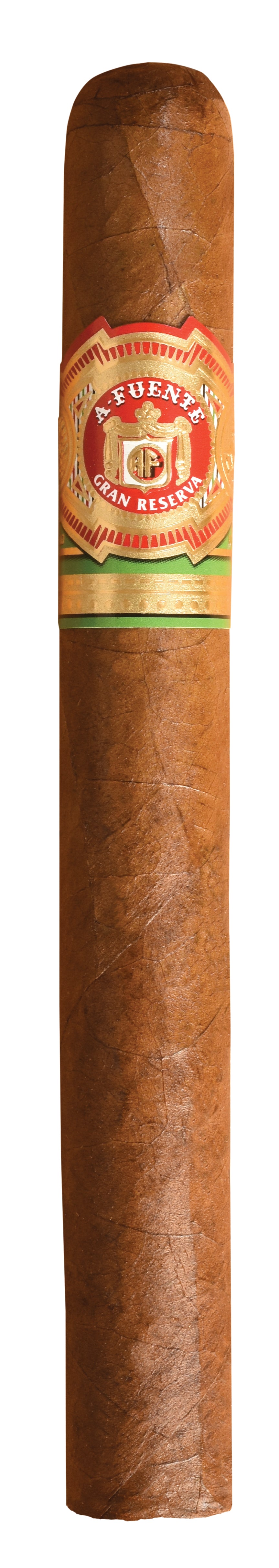 Cigar with a visible label on a white background