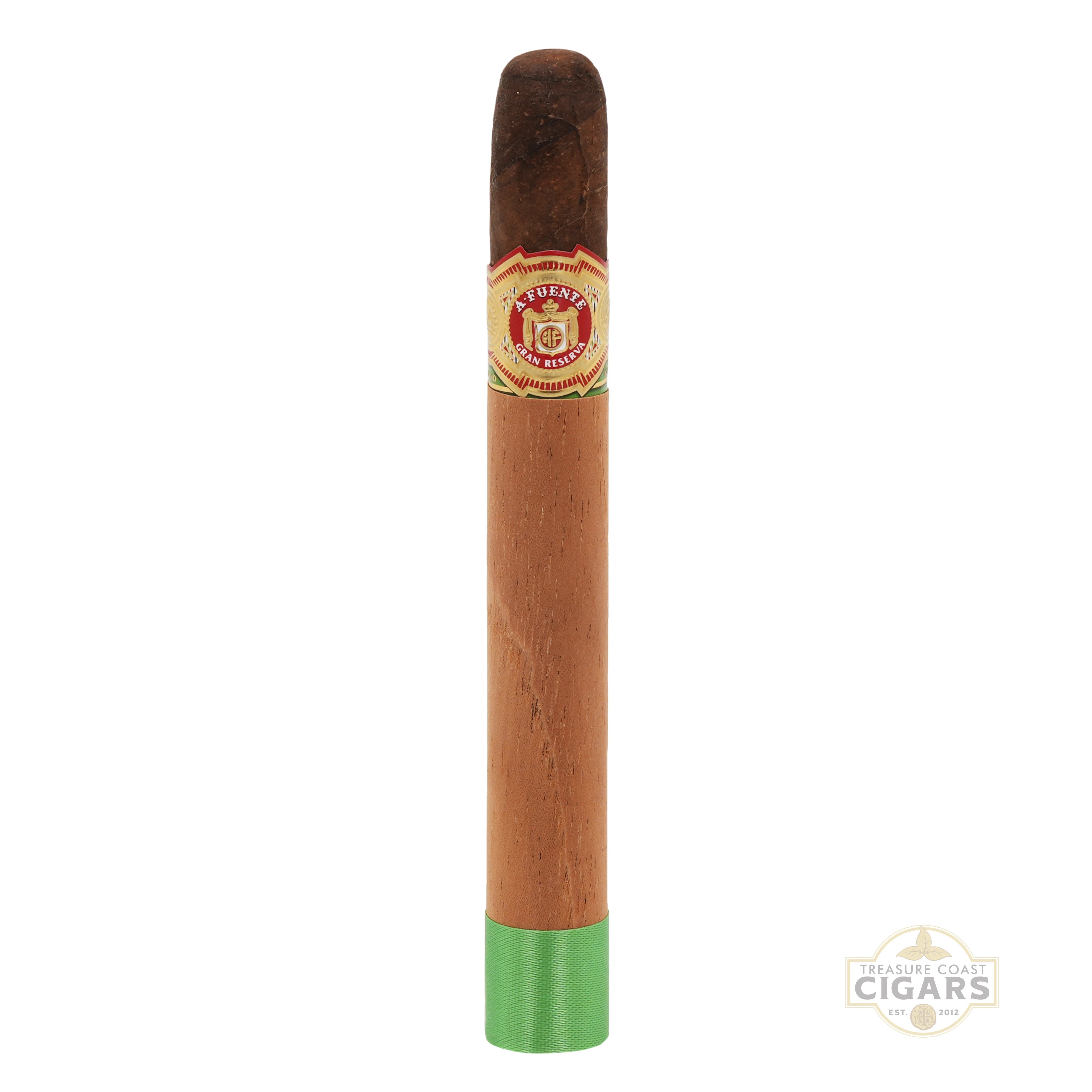 Arturo Fuente Double Chateau maduro Cigar with a brand label on a white background