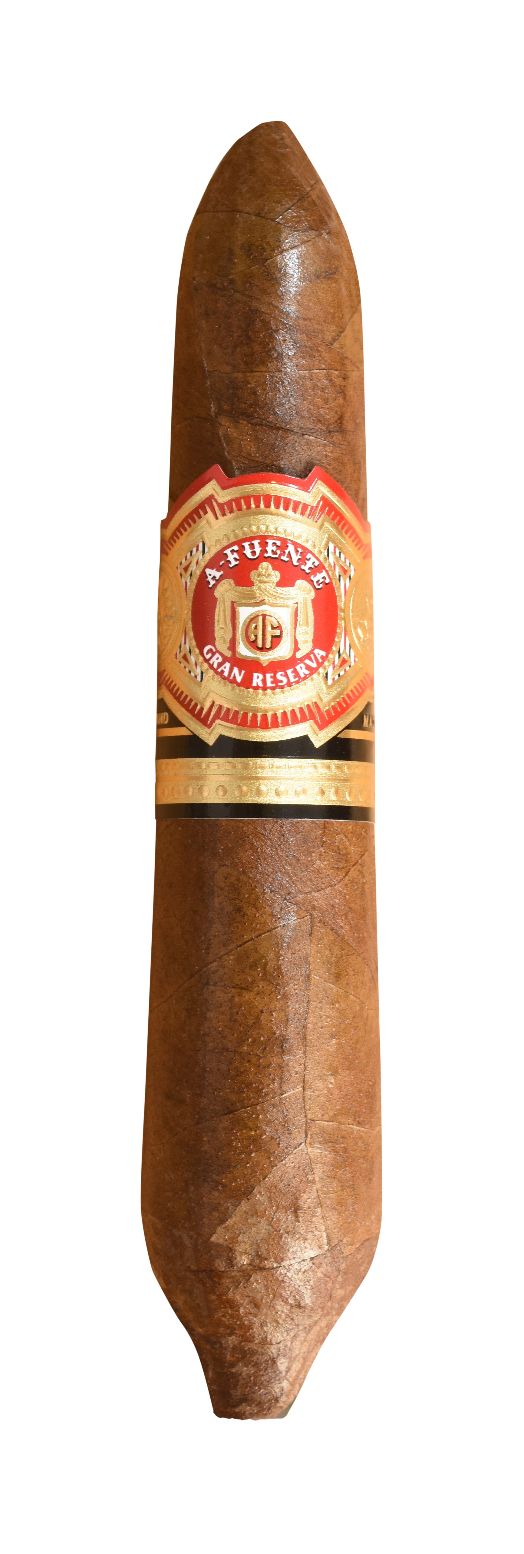 Cigar with a Fuente label on a white background