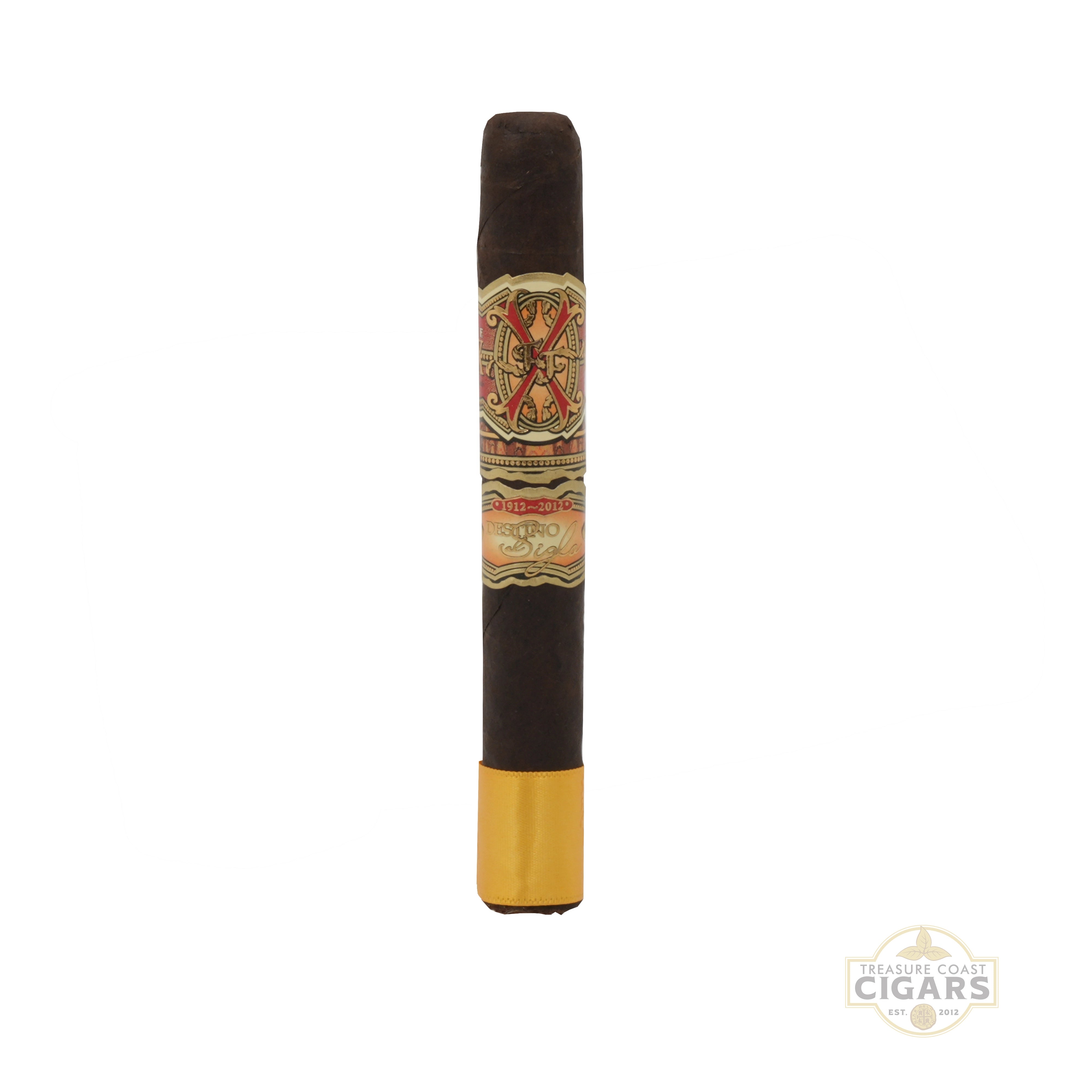 Opus X Oro Oscuro Cigar with decorative band on a white background