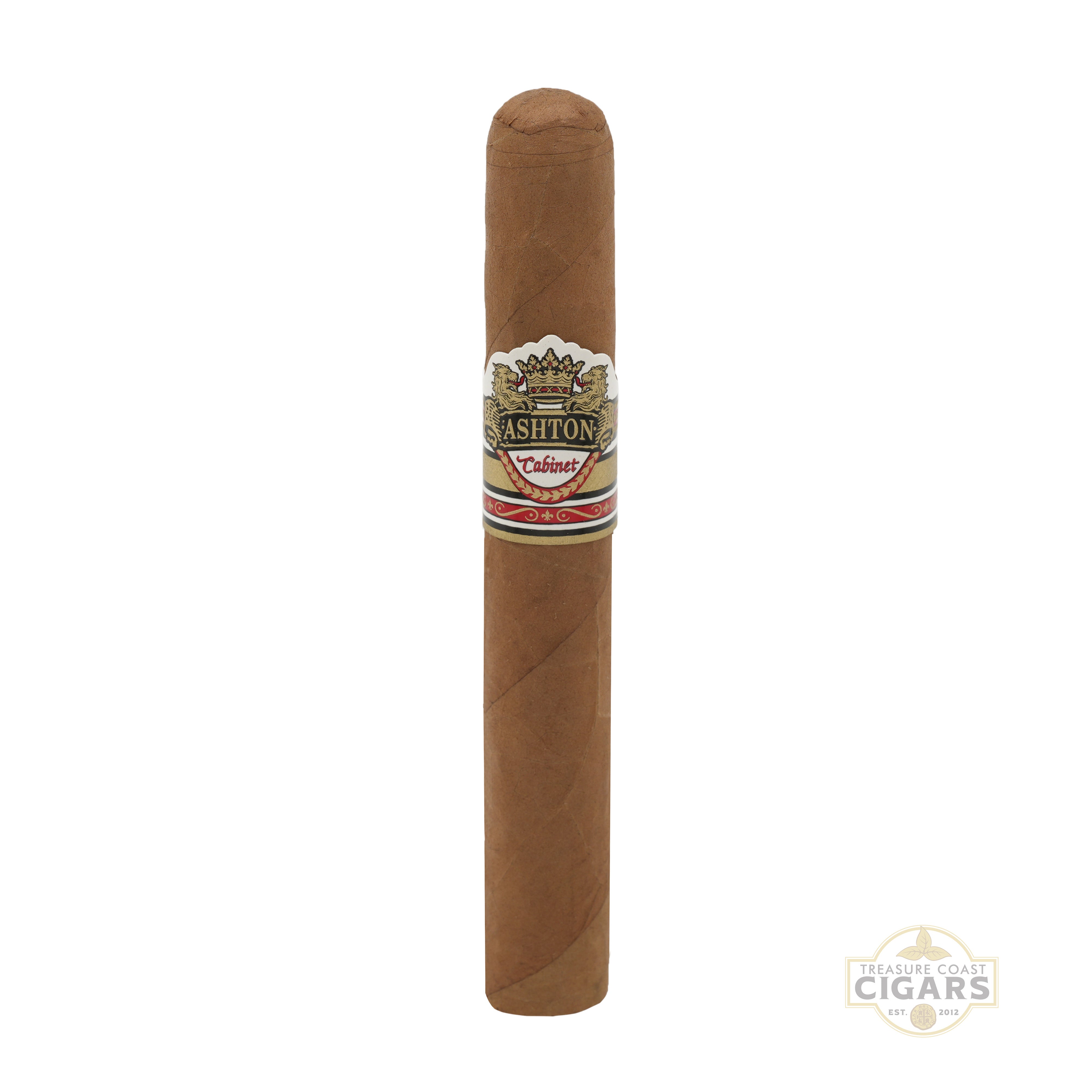 Cigar with Ashton Cabinet label on a white background