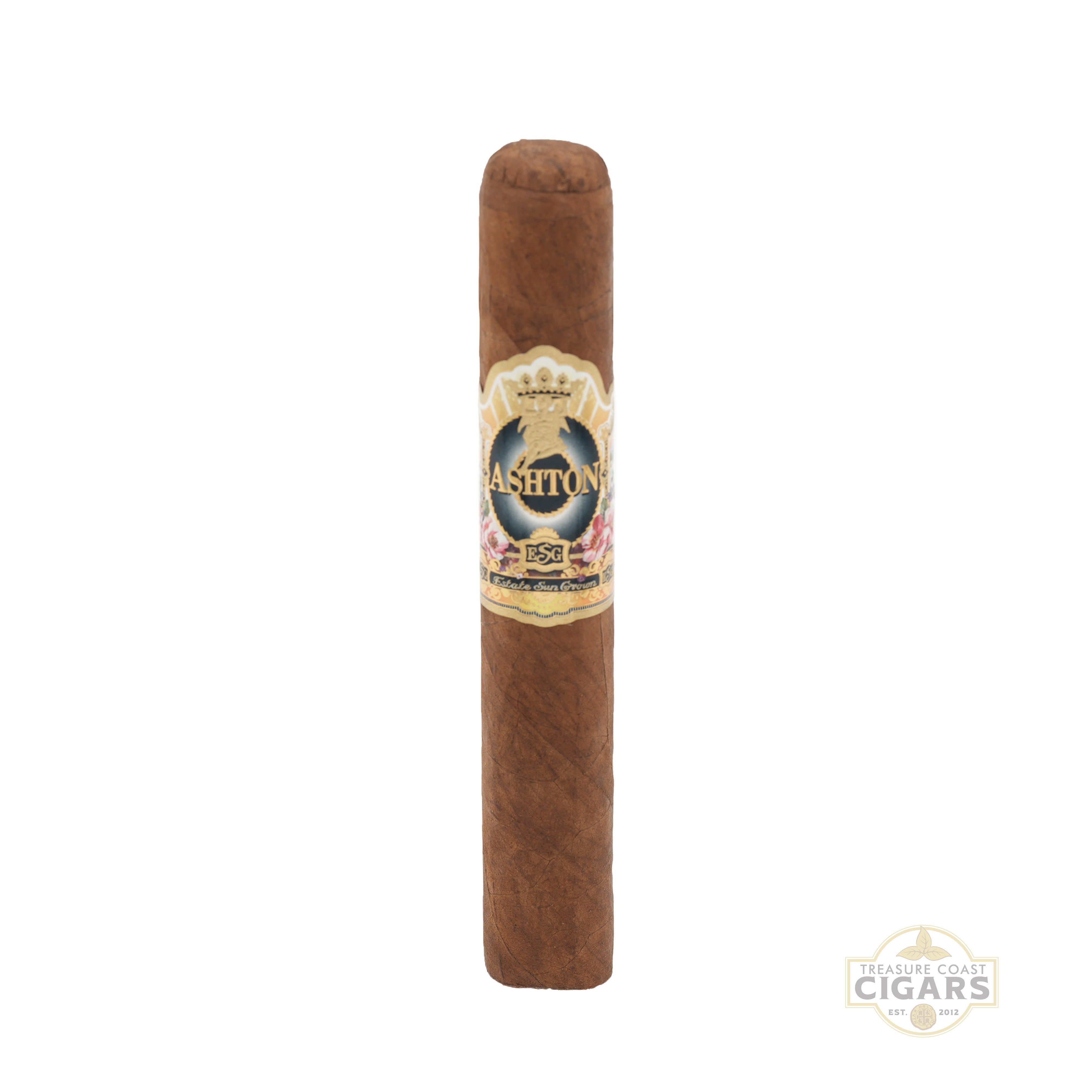 Cigar with a Ashton label on a white background