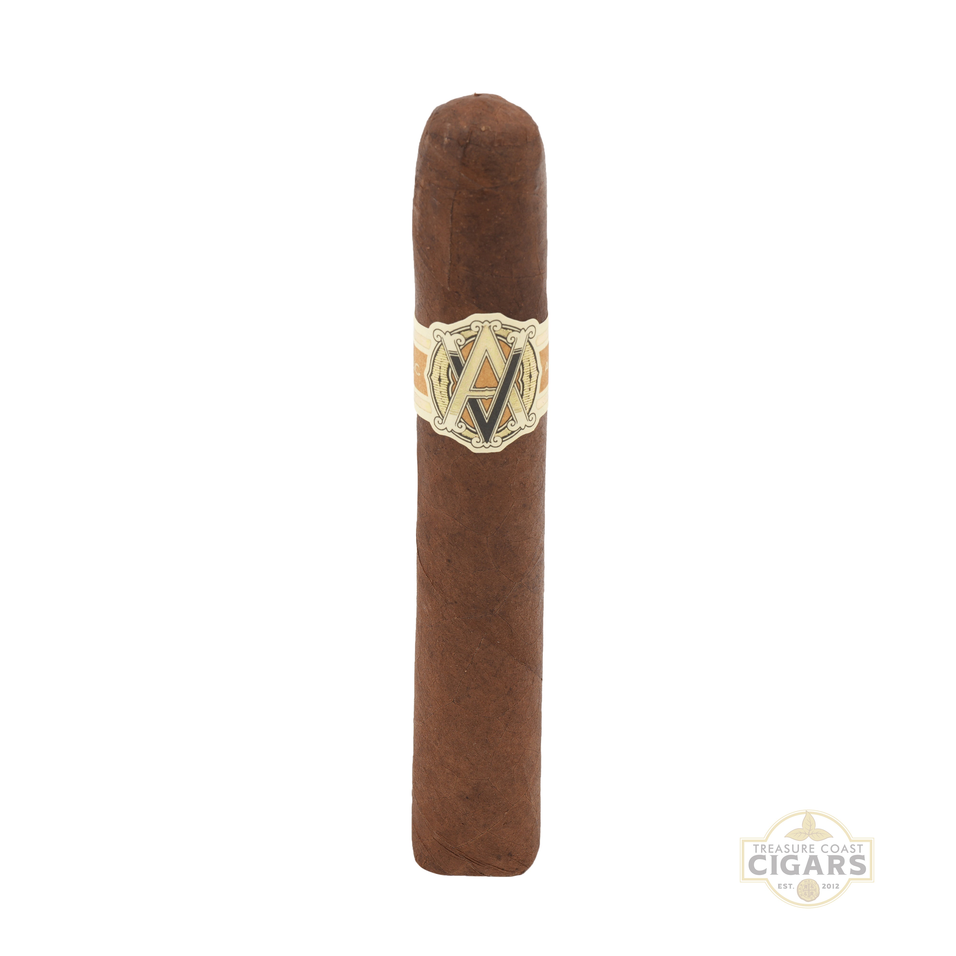 Cigar with a band on a white background