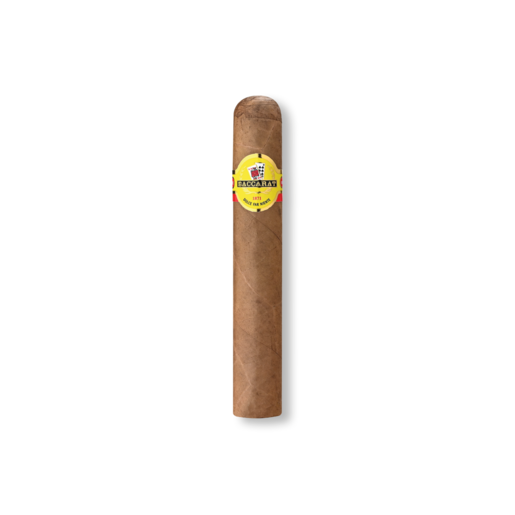 Cigar with a yellow label on a white background