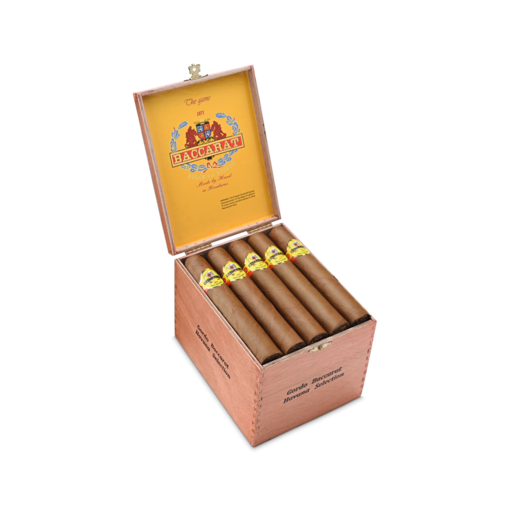 Open box of cigars with a visible brand logo on a white background