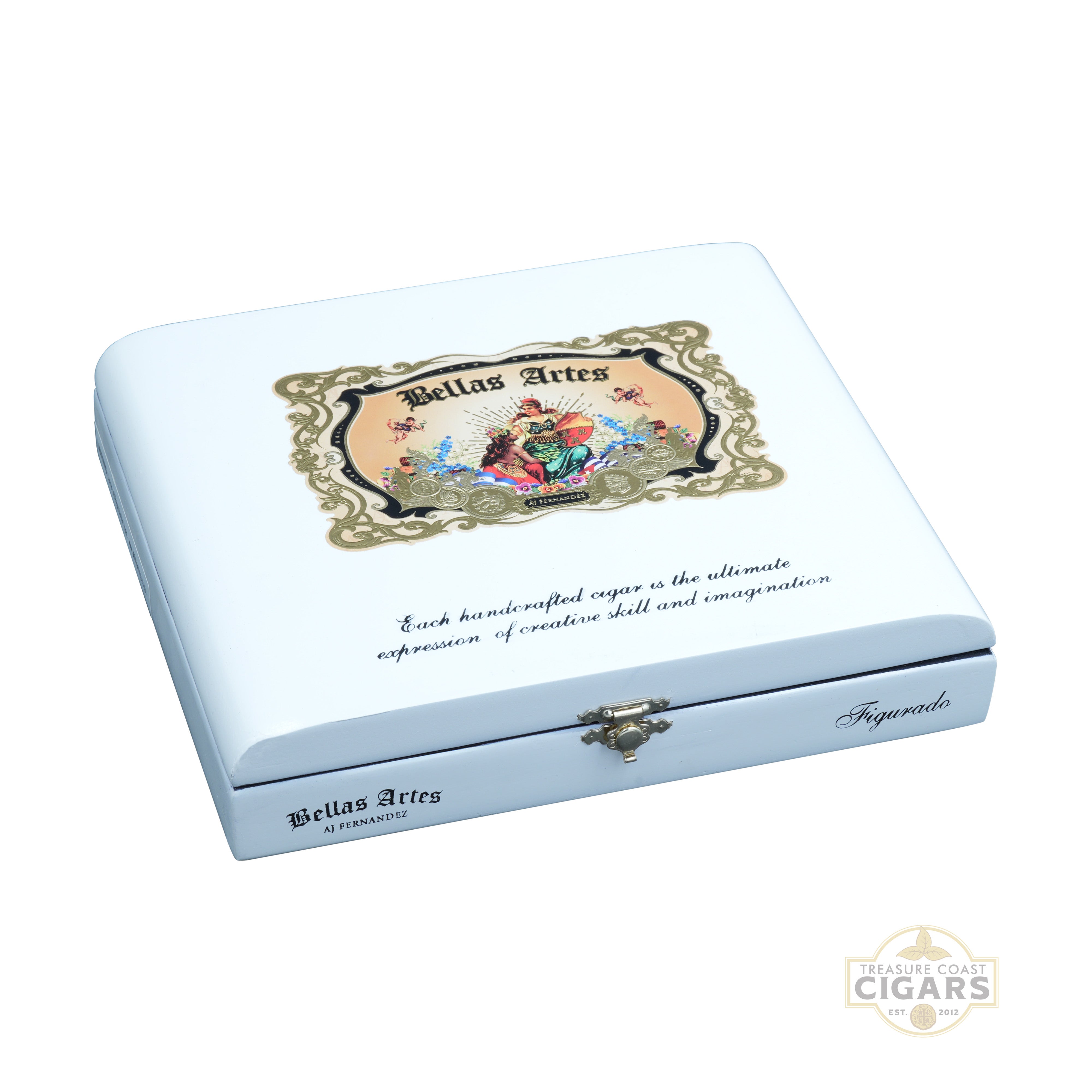 Bellas Artes cigar box with decorative design and text on a white background