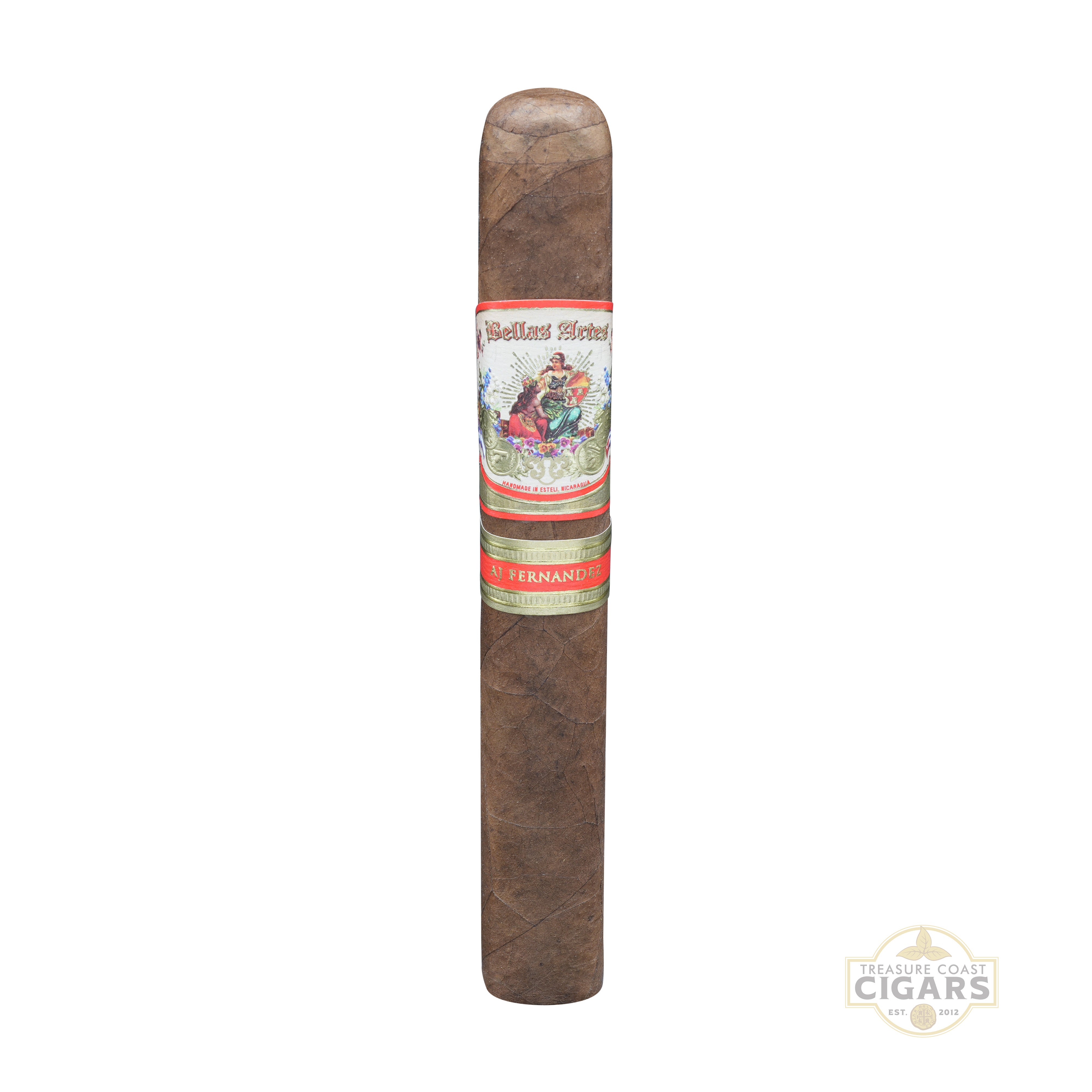 Cigar with a label on a white background