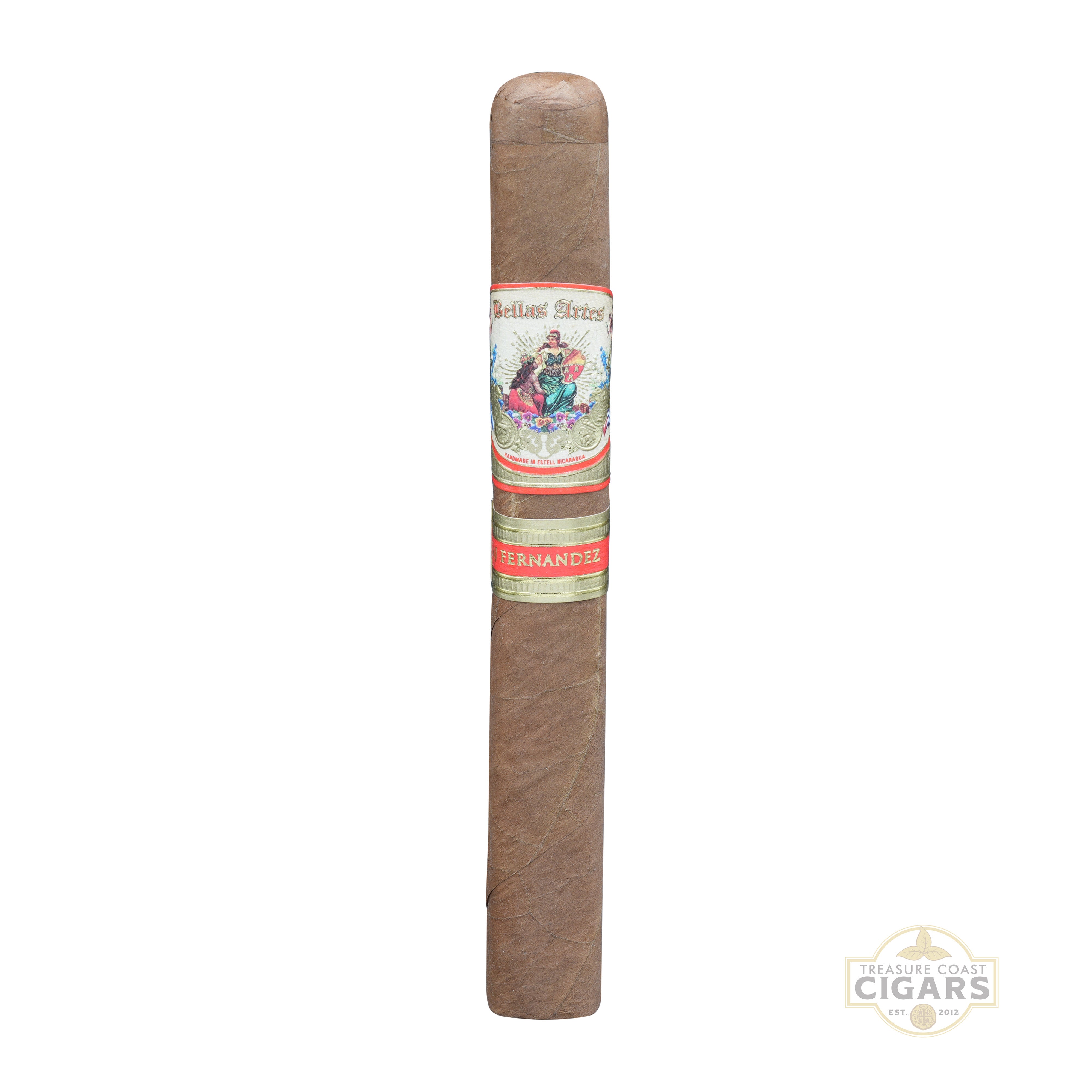Cigar with a label on a white background