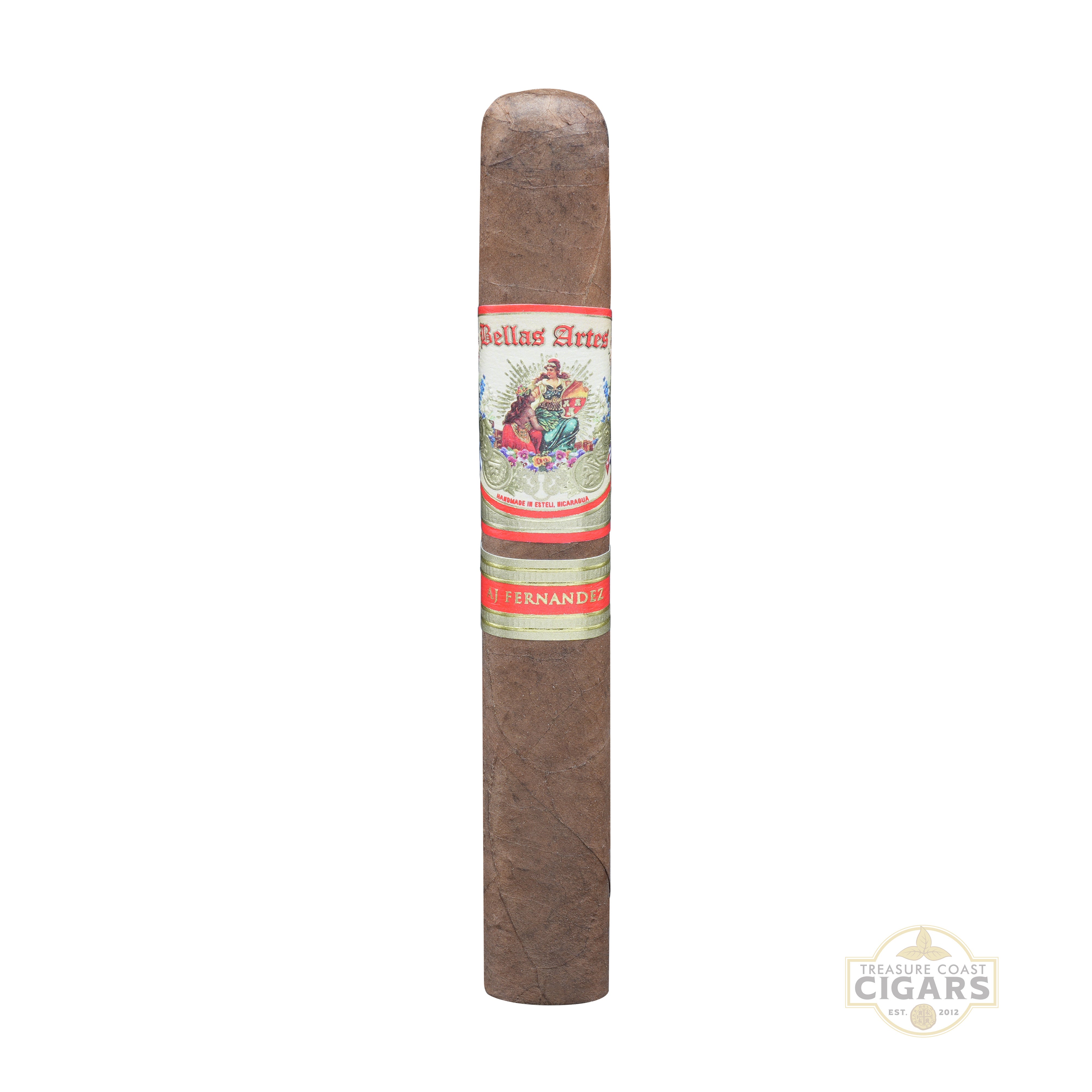 Cigar with a label on a white background