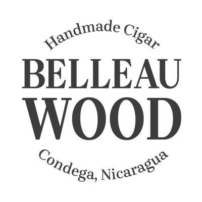 Belleau Wood handmade cigar logo with text on a white background