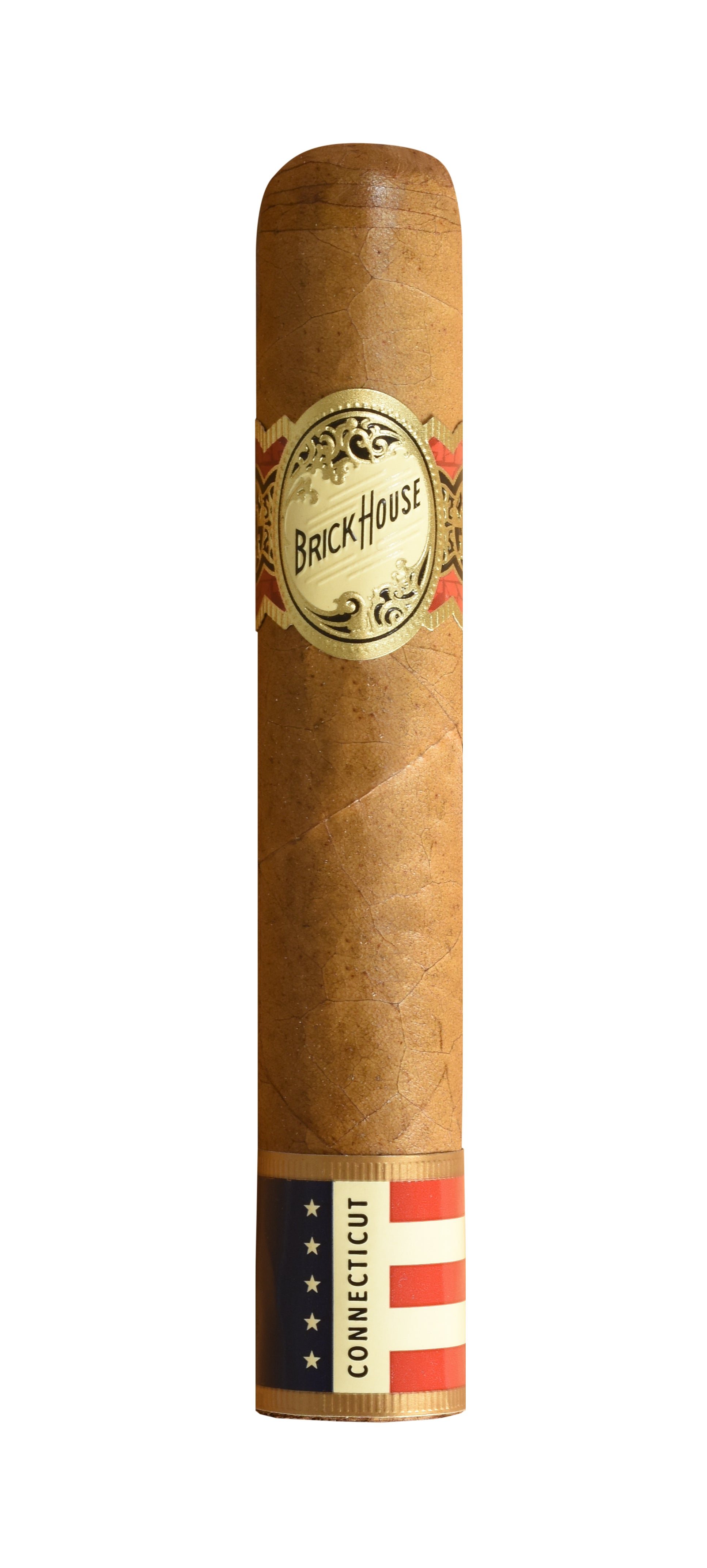 Cigar with Brick House label on a white background