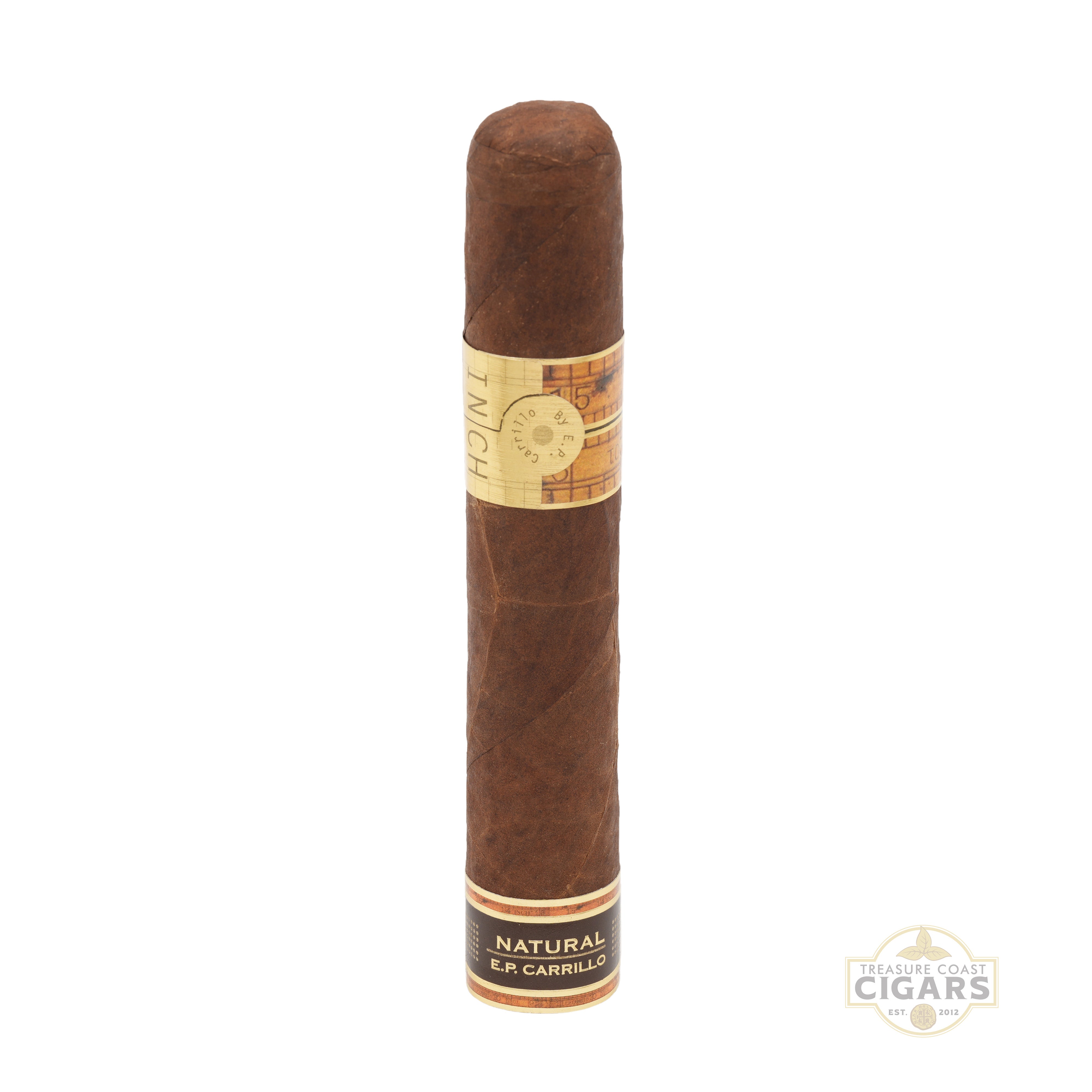 Inch Cigar with a gold band on a white background