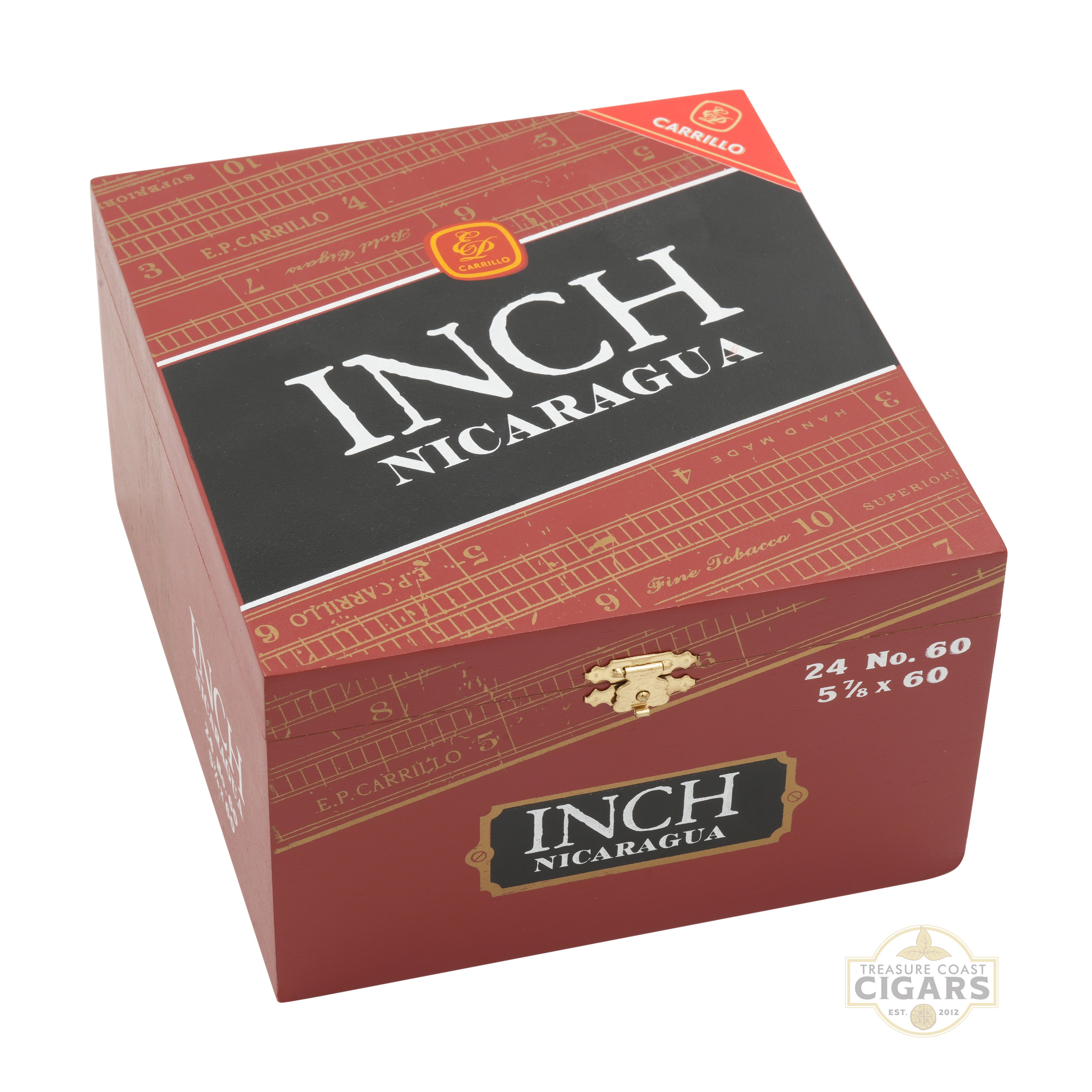 Box of Inch Nicaragua cigars with red and black design