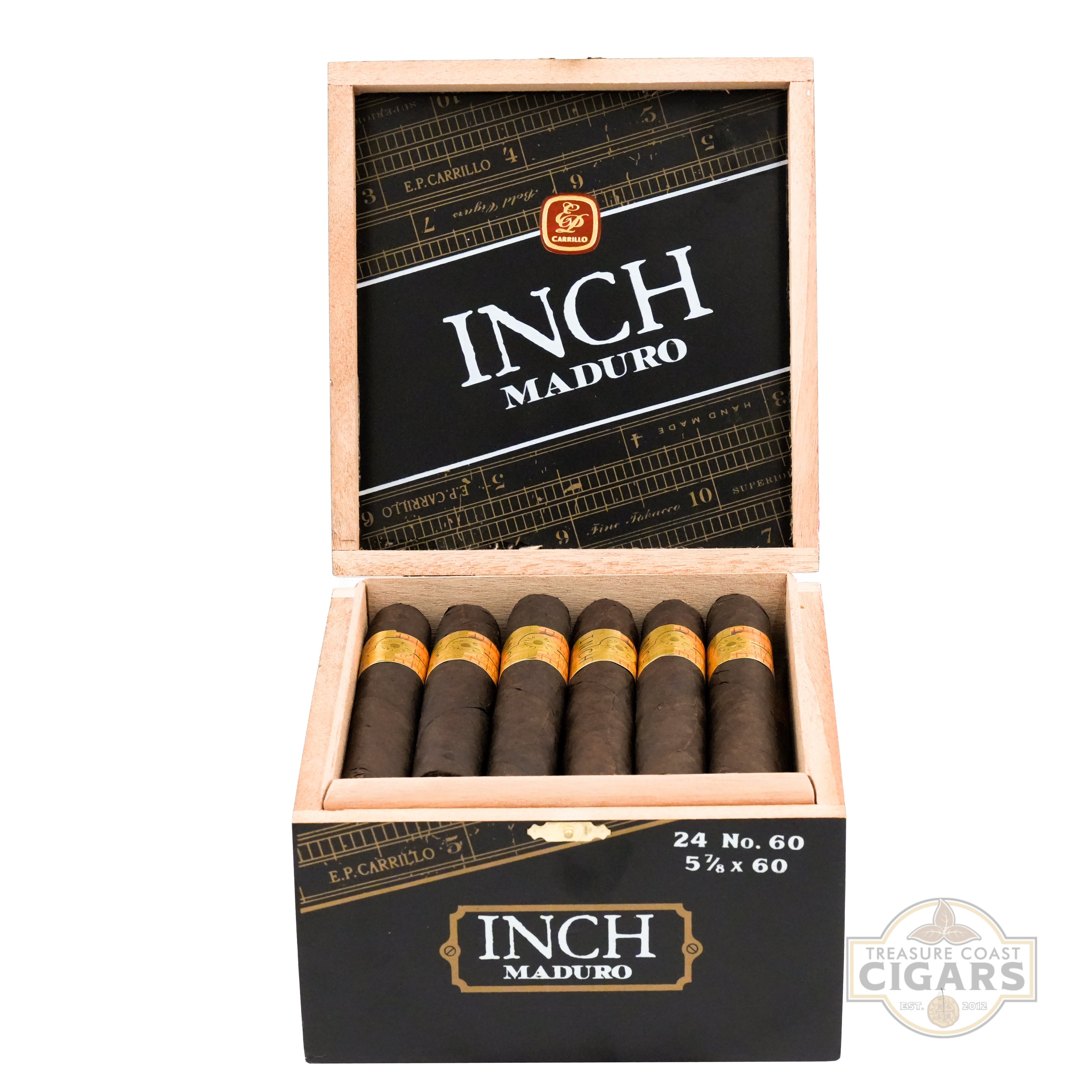 Box of Inch Maduro cigars with visible branding on a white background