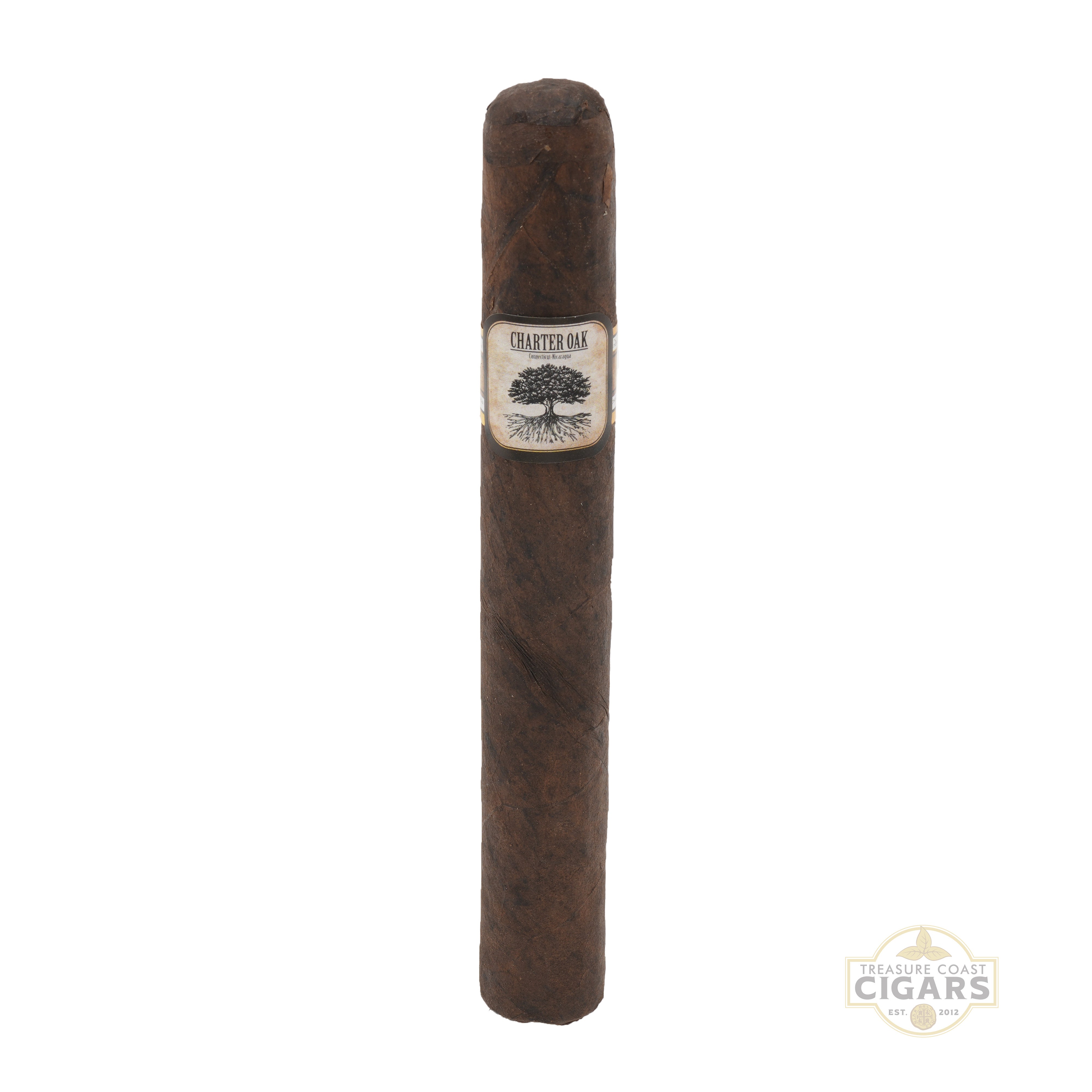 Cigar with a label on a white background