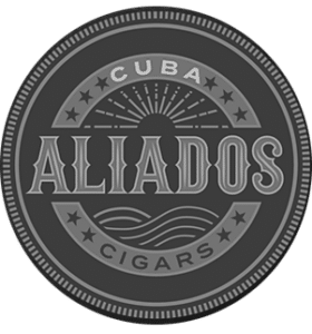 Logo of Cuba Aliados Cigars on a black background