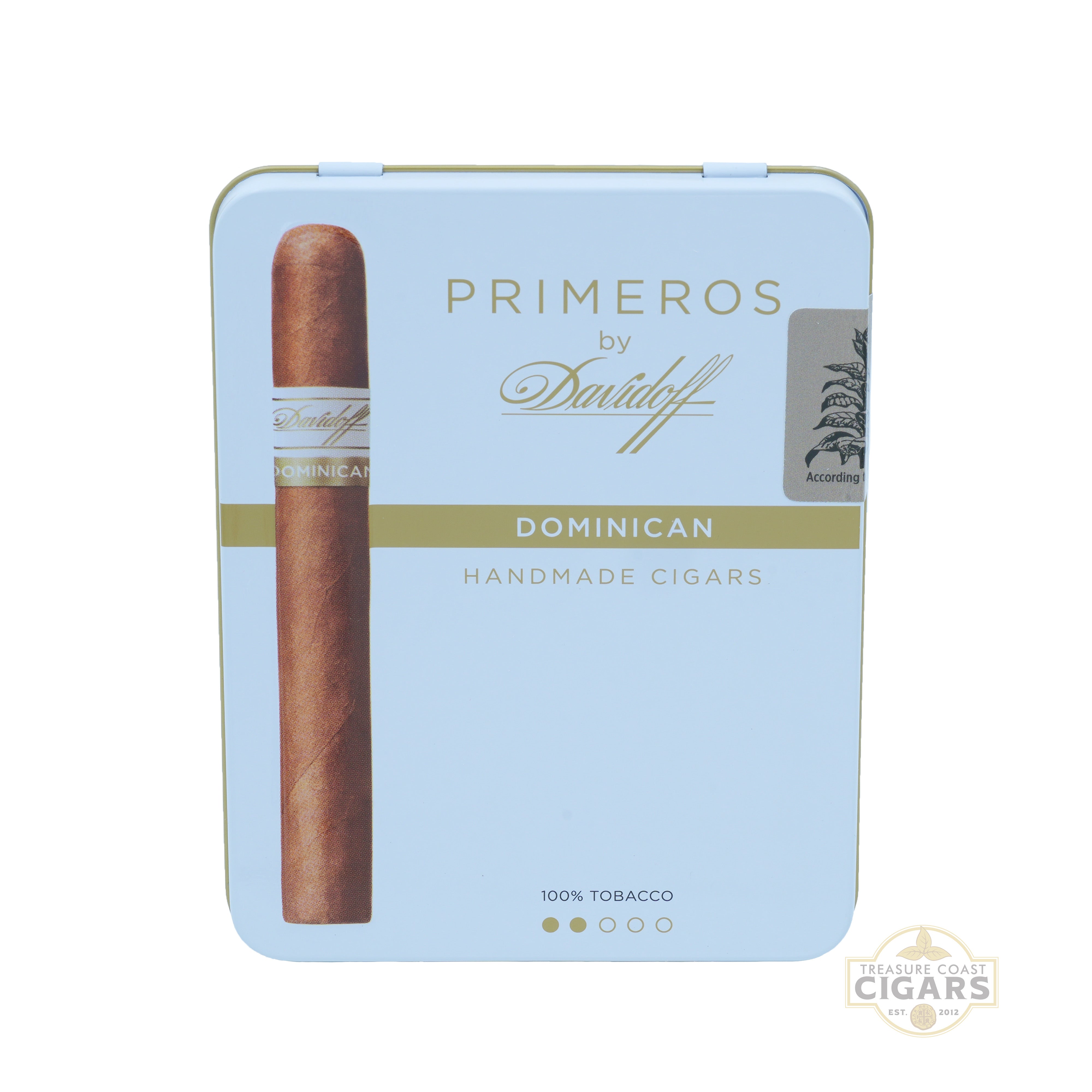 Cigar packaging with 'Primeros by Davidoff' branding on a white background