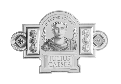 Diamond Crown Medallion featuring a portrait of Julius Caesar with decorative elements on a white background