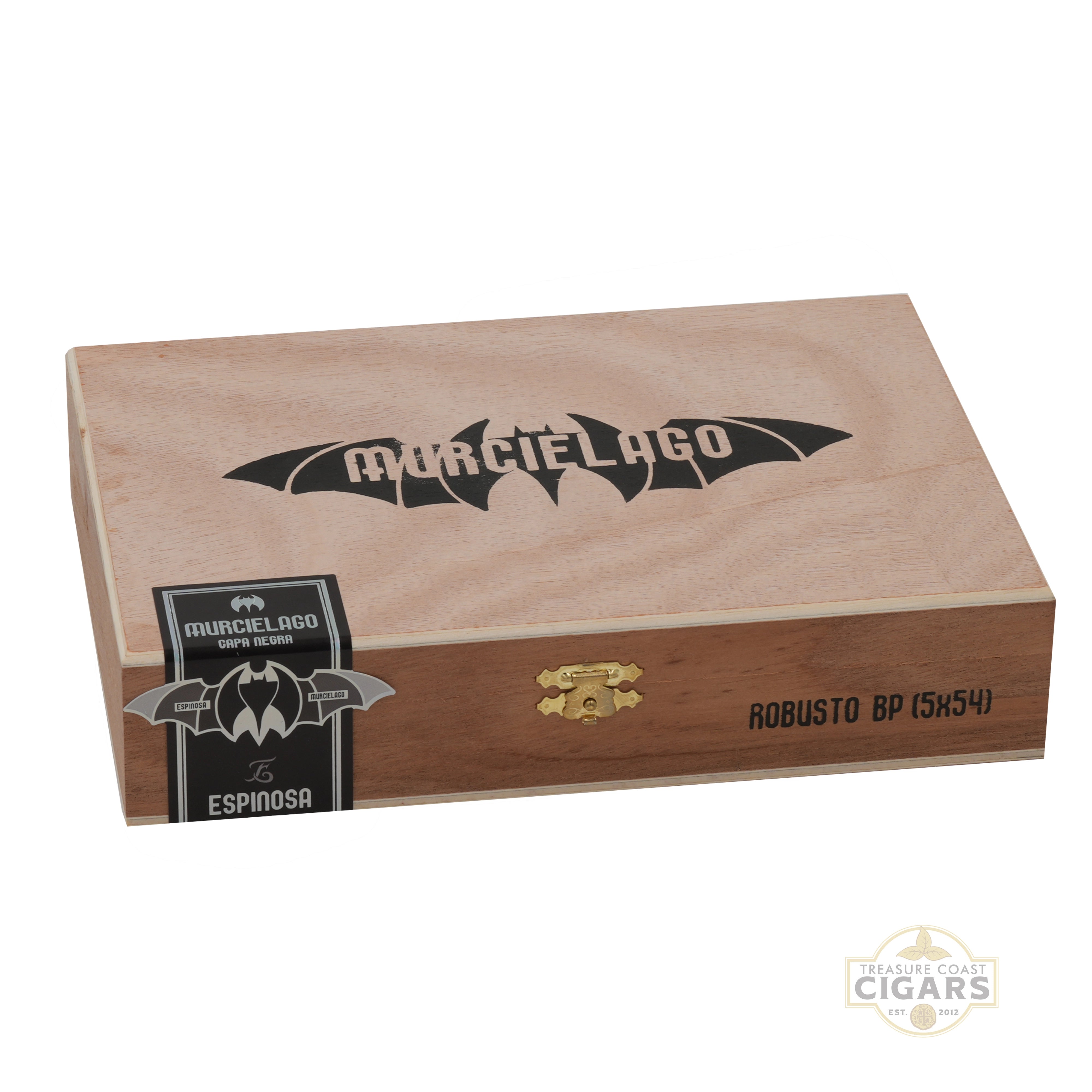Closed box of Murcielago robusto on a white background