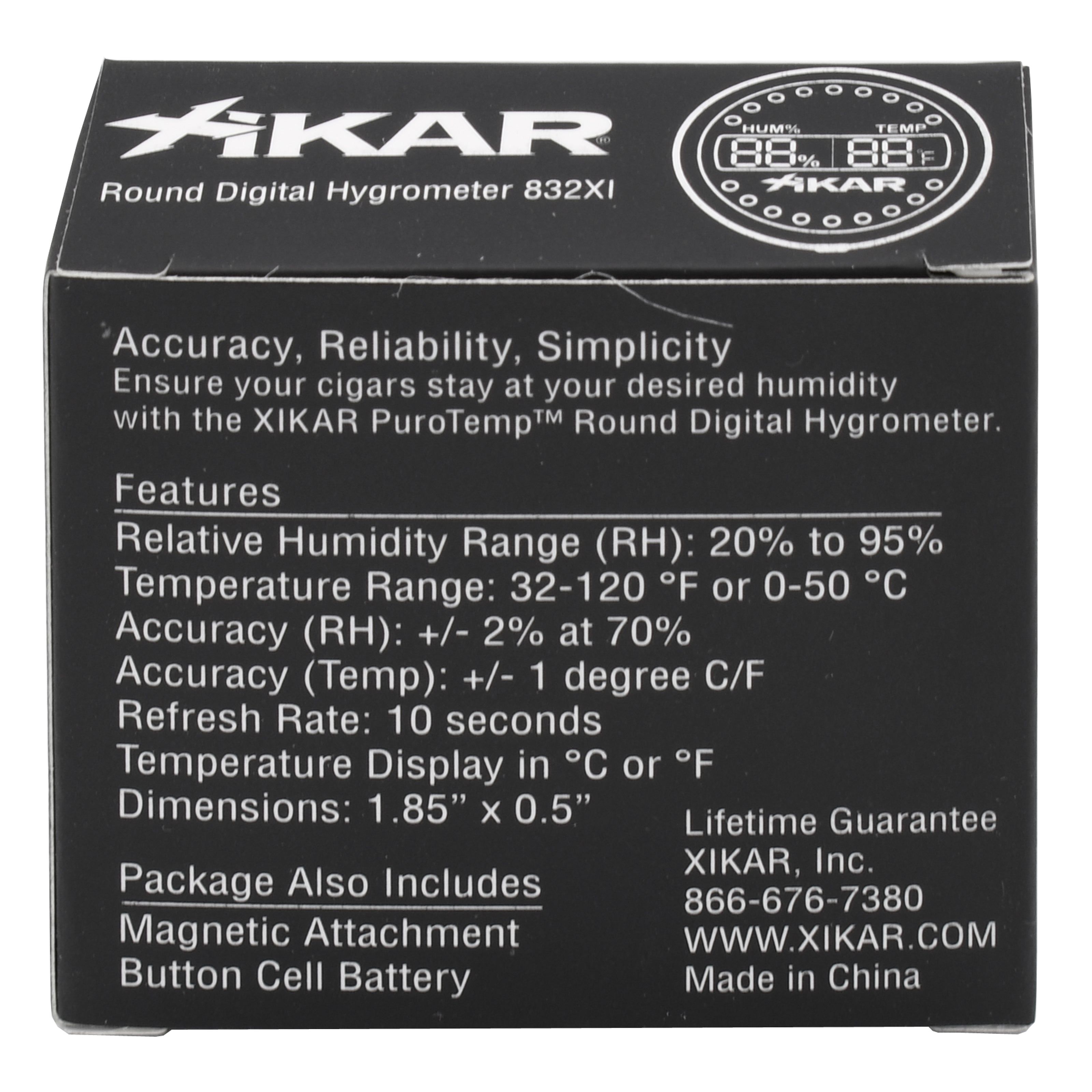 XIKAR PuroTemp Round Hygrometer
