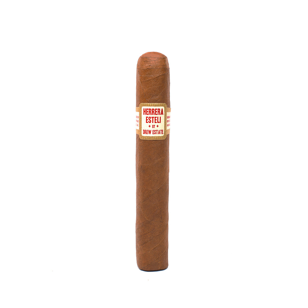 Cigar with a Herrera Esteli label on a white background