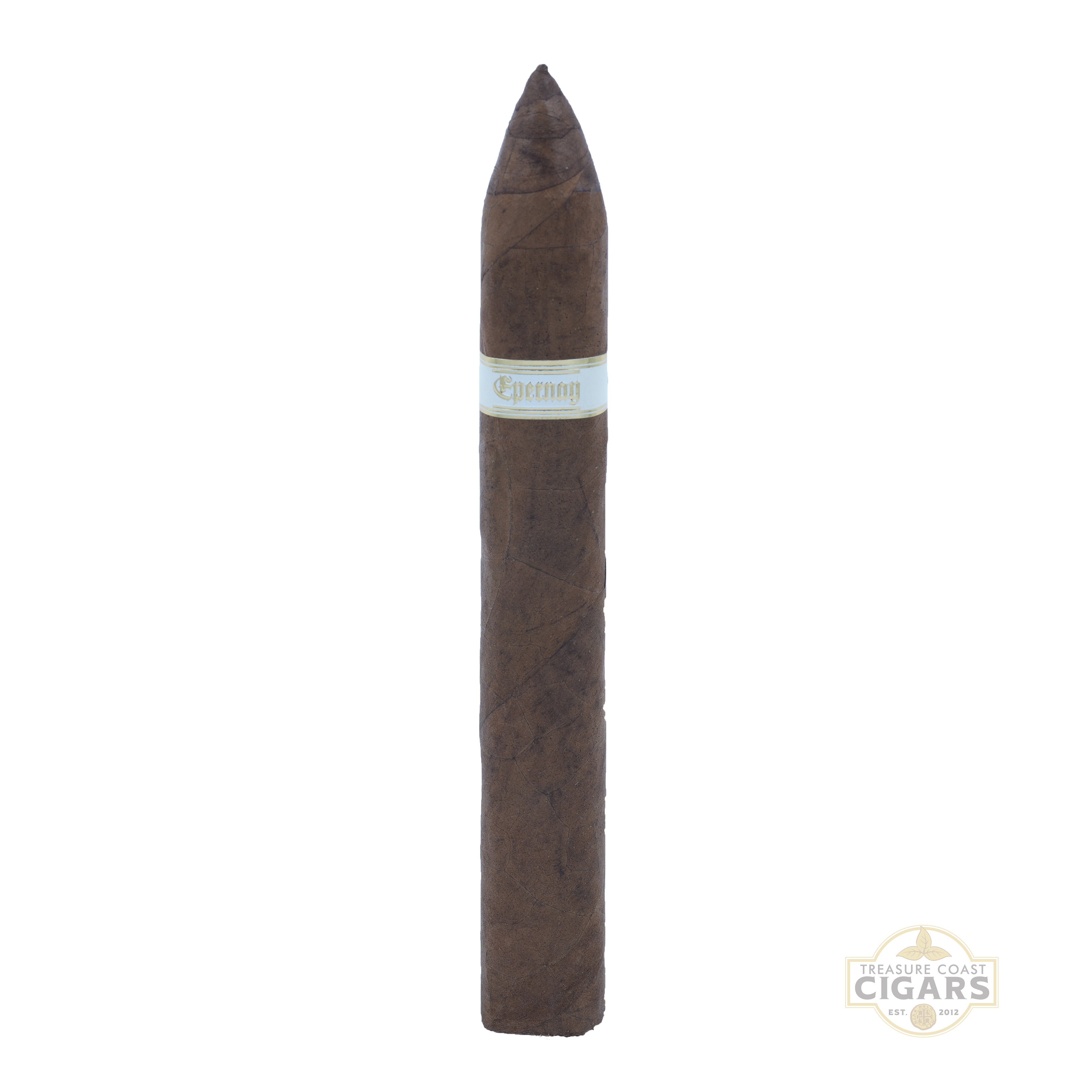 Cigar with a visible brand label on a white background