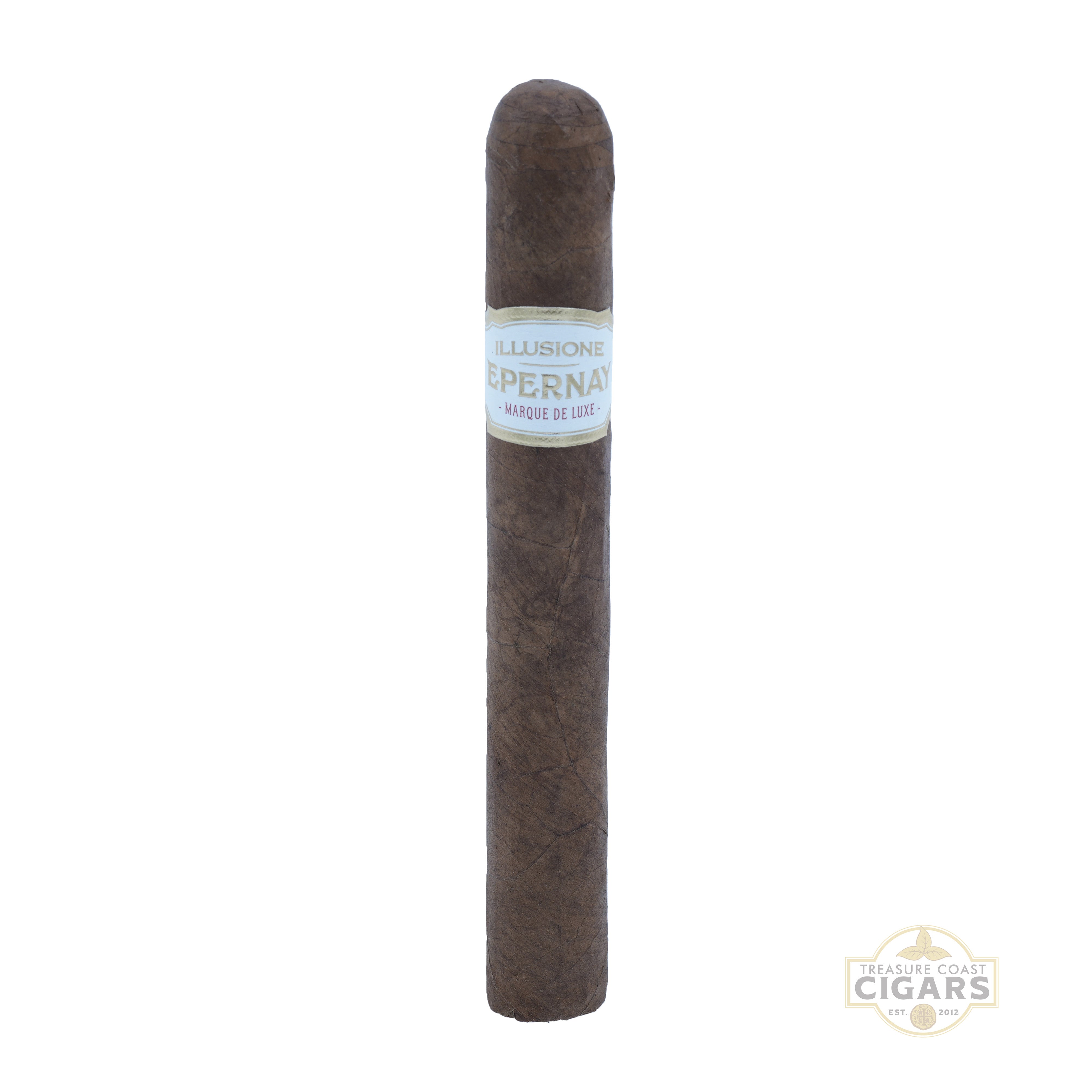 Cigar with a label on a white background